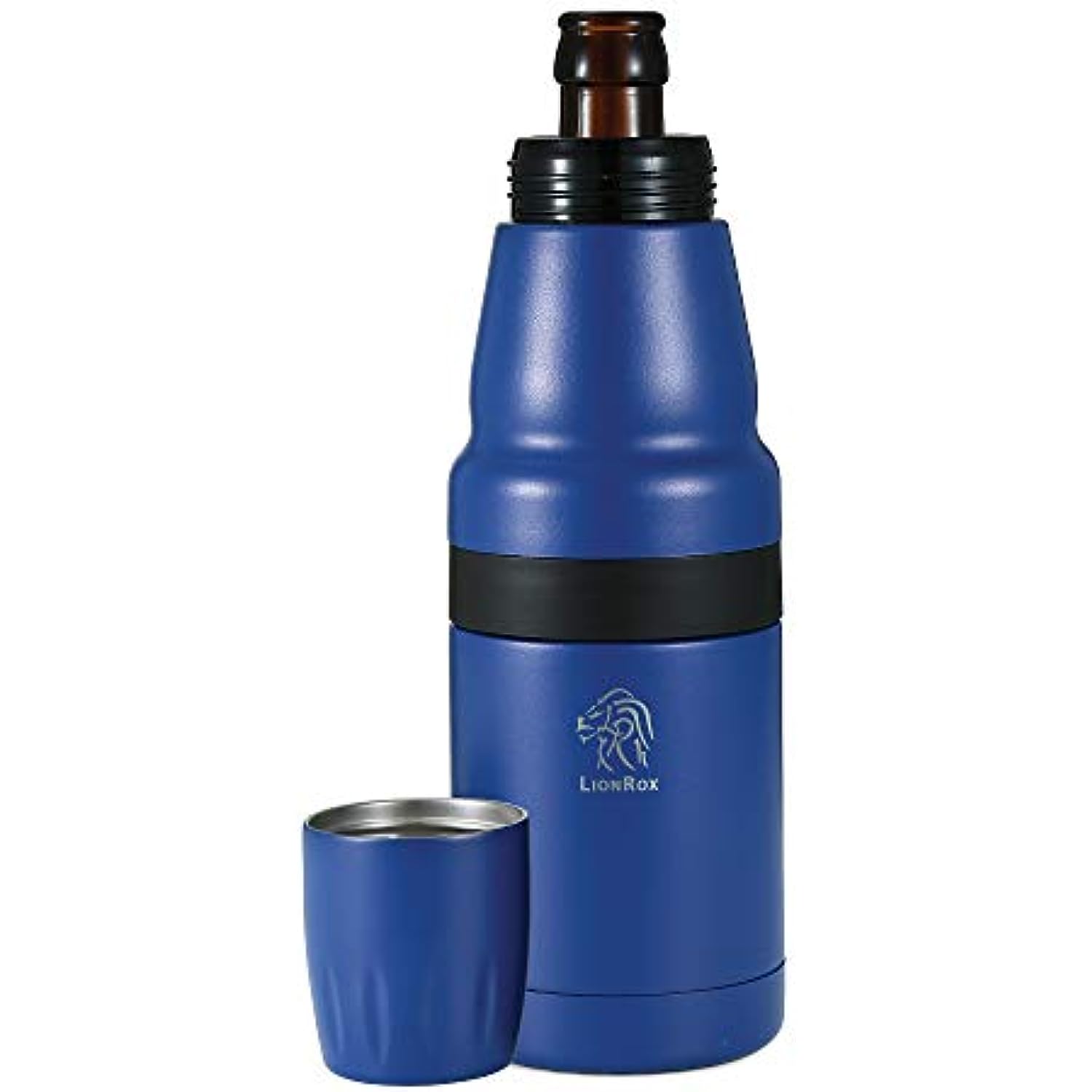 LionRox Chillax12 Beer Bottle and Can Insulator | Fully Vacuum Insulated Double Walled Stainless Steel Beer Bottle and Can Cooler | Beer Bottle and Can Holder (Navy Blue)