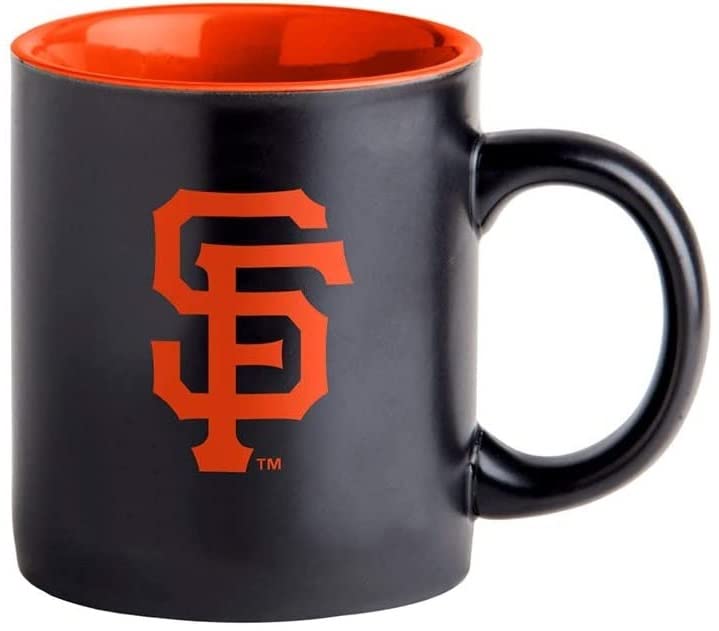 Boelter Brands Two Toned Matte Black Coffee Mug, MLB Team Logo with Inner Team Color (San Francisco Giants)