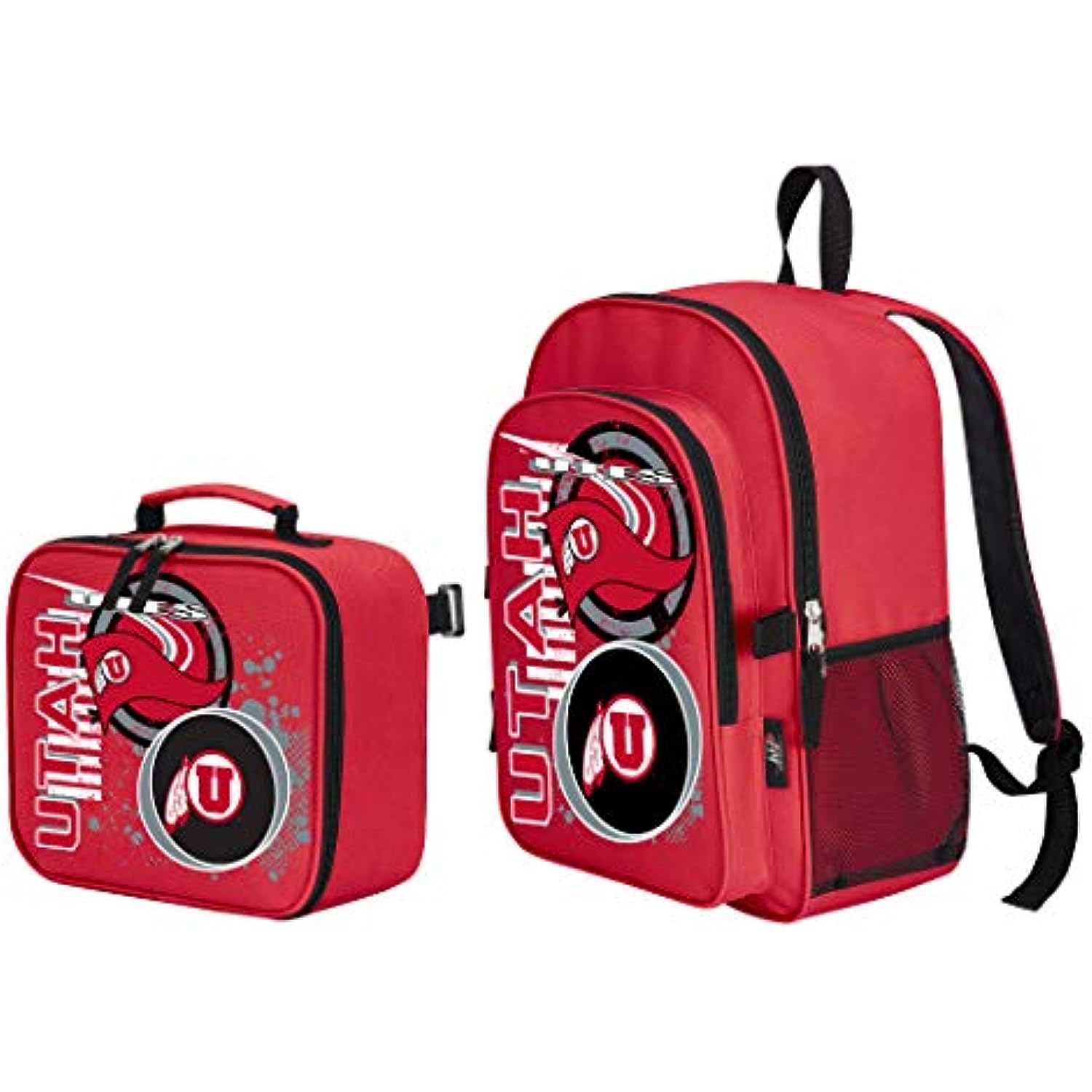 Officially Licensed NCAA Utah Utes "Accelerator" Backpack & Lunch Kit Set, Red, 16" x 9.5" x 12"