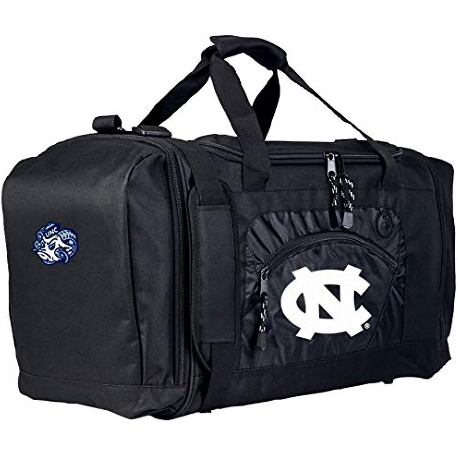 Rico Industries, Inc. North Carolina Tar Heels UNC Duffel Bag Premium Embroidered Black Heavy Duty Roadblock Style University of