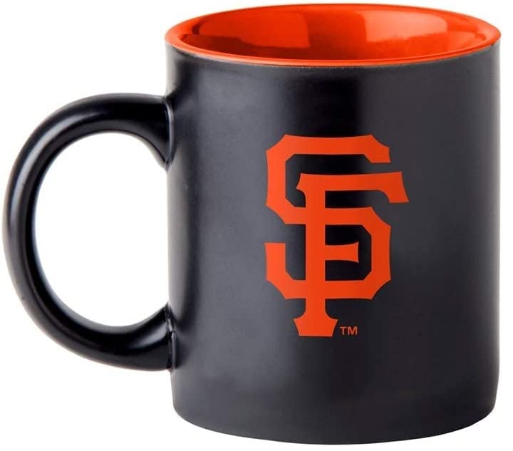 Boelter Brands Two Toned Matte Black Coffee Mug, MLB Team Logo with Inner Team Color (San Francisco Giants)