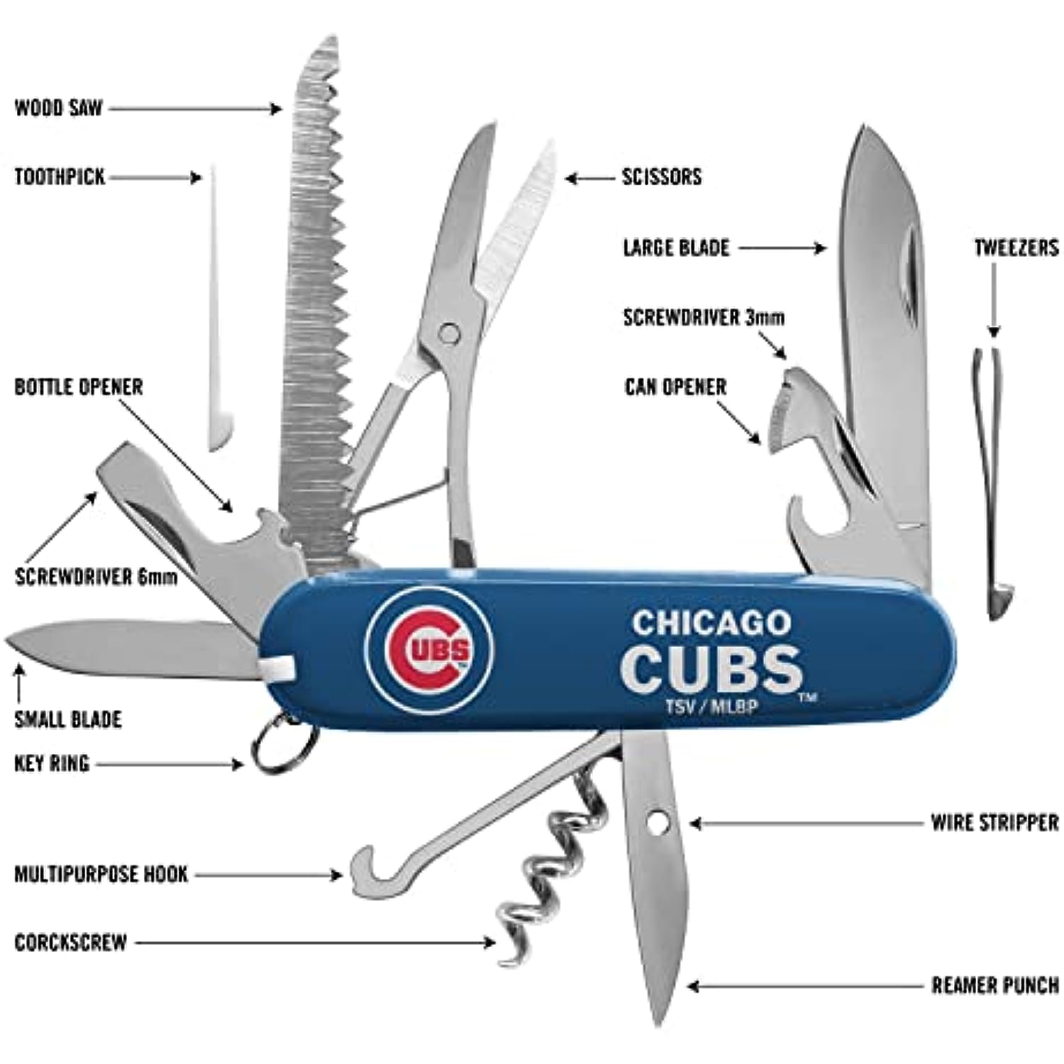 Sports Vault MMMLB0501 Chicago Cubs Classic Pocket Multi-Tool