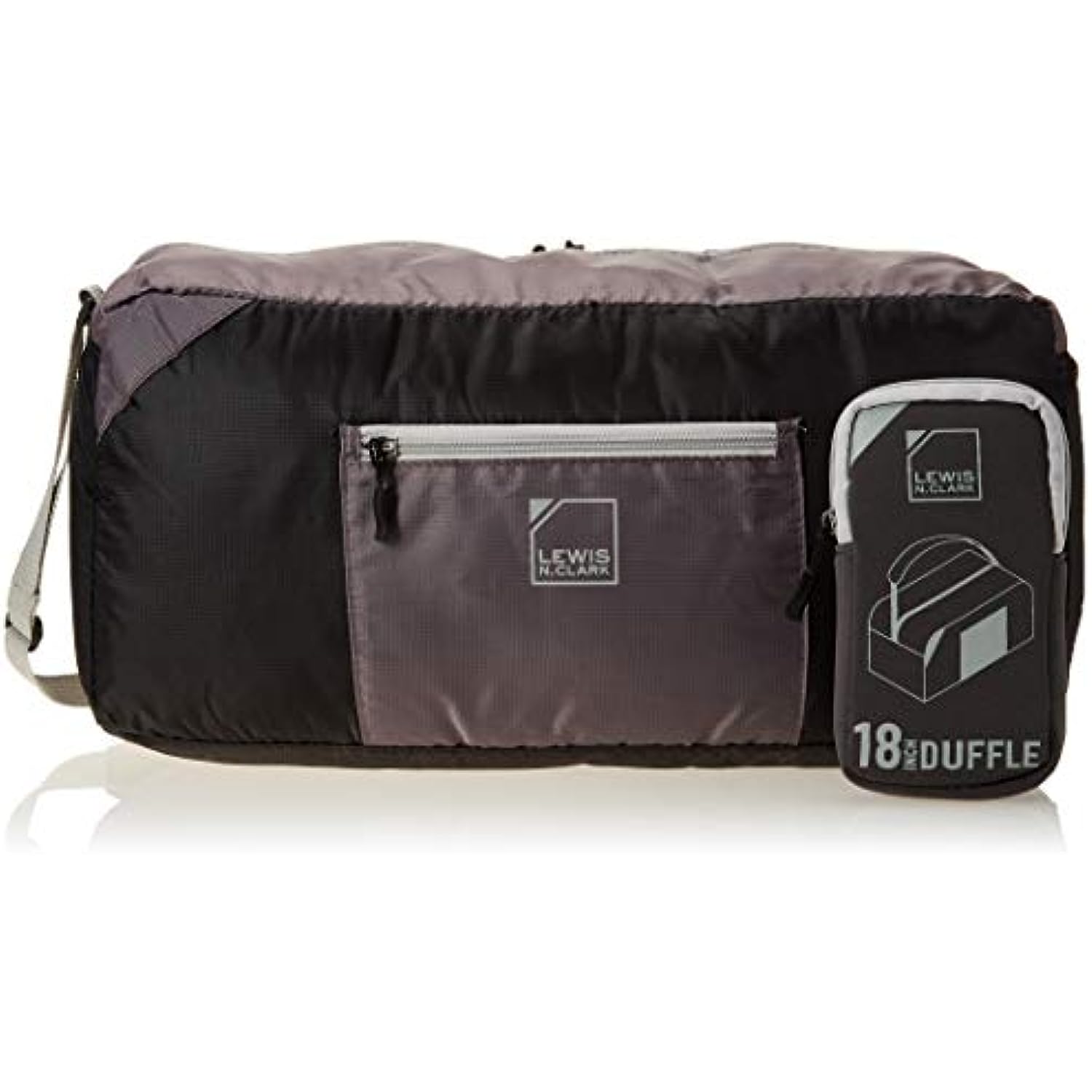 Lewis N. Clark 18� Packable Duffel with Neoprene Zip Pouch, Black/Gray, One Size