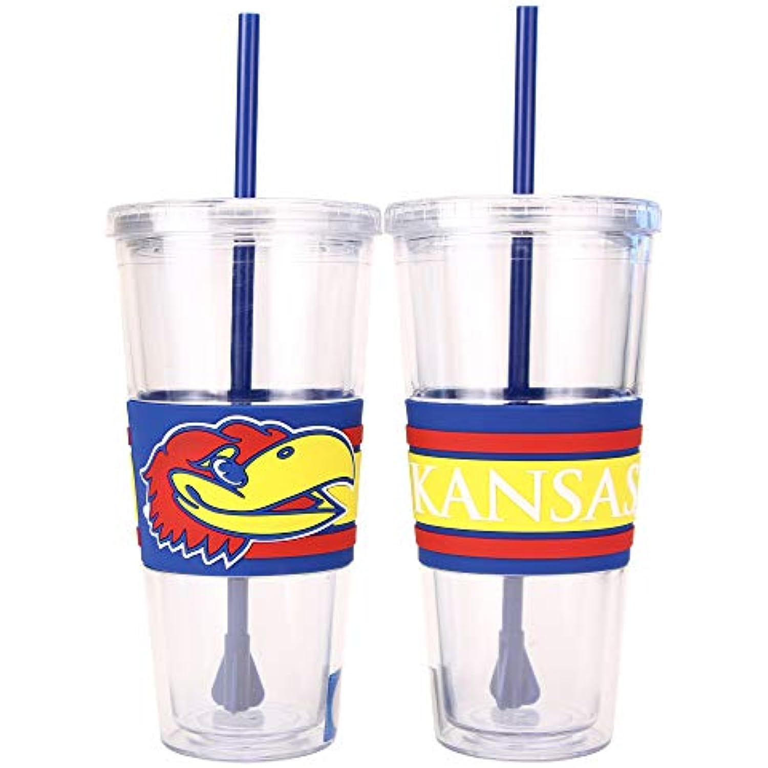 Boelter NCAA Hype 22oz Large Tumbler with Straw 2-Pack (Kansas Jayhawks)