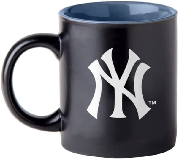Boelter Brands Two Toned Matte Black Coffee Mug, MLB Team Logo with Inner Team Color (New York Yankees)