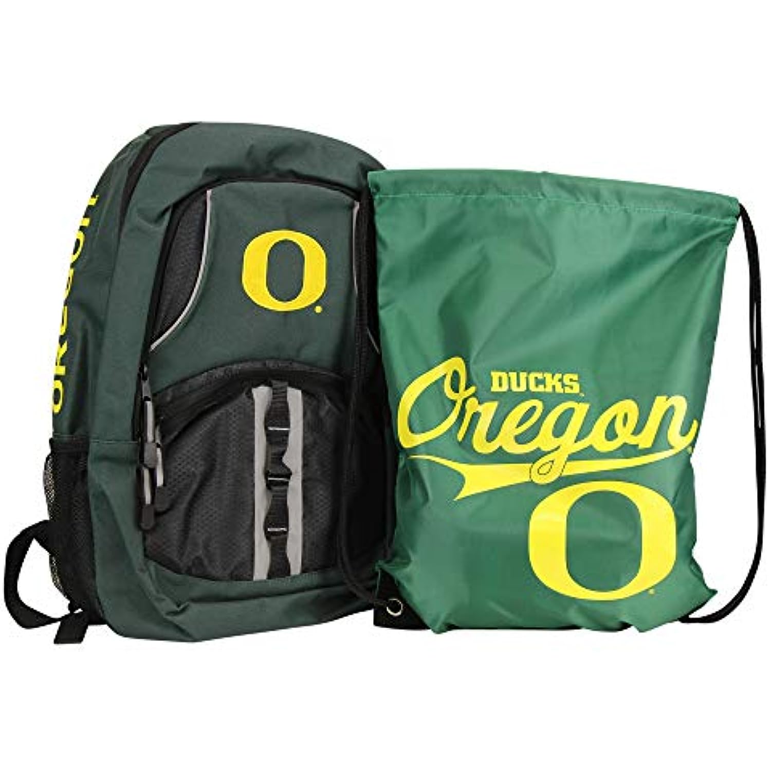 NCAA Padded Utility Laptop Backpack and Cinch Bag Set, Bookbag & Back Sack Combo (Oregon Ducks)