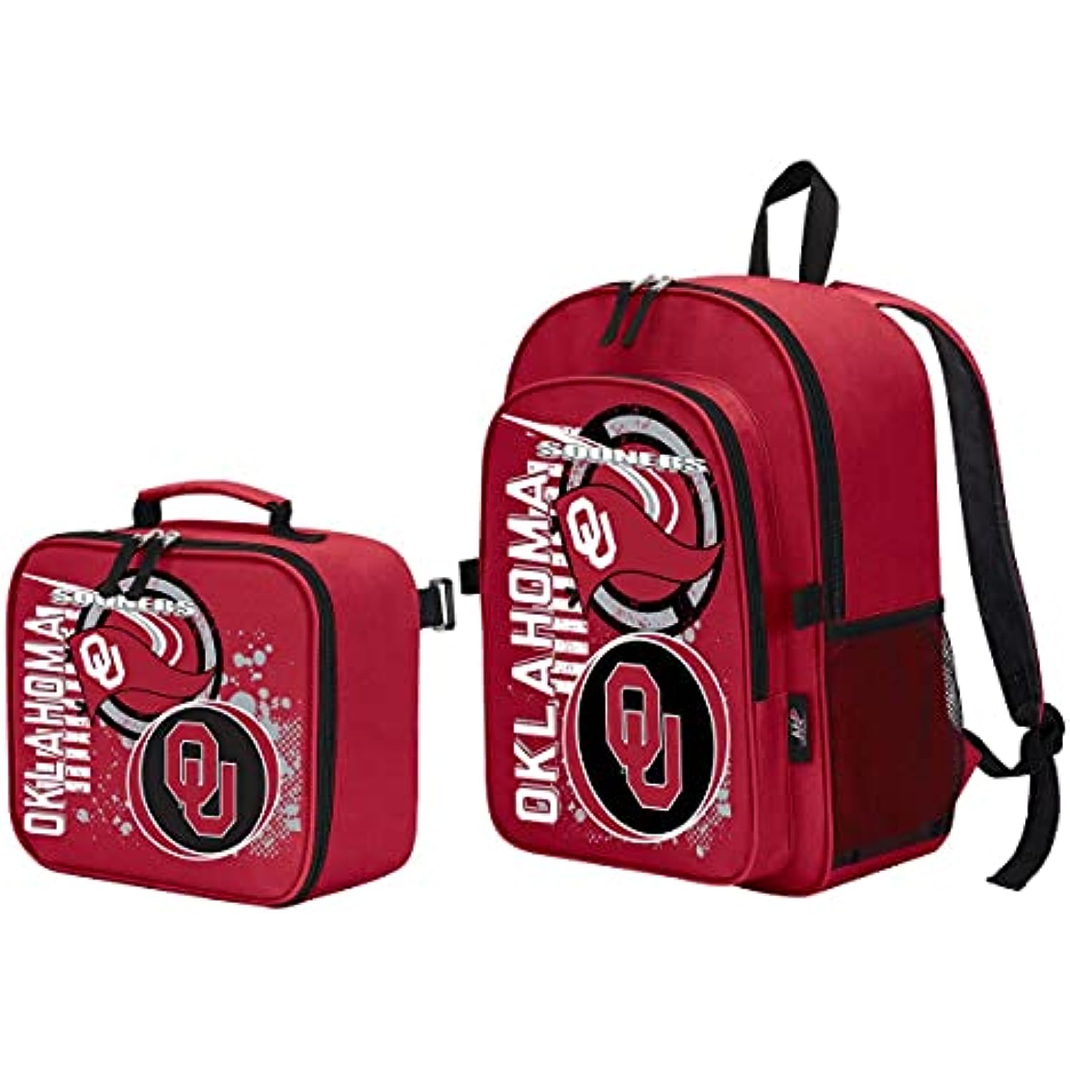Officially Licensed NCAA "Accelerator" Backpack and Lunch Bag Combo Kit, Set of 2 Pieces (Oklahoma Sooners)