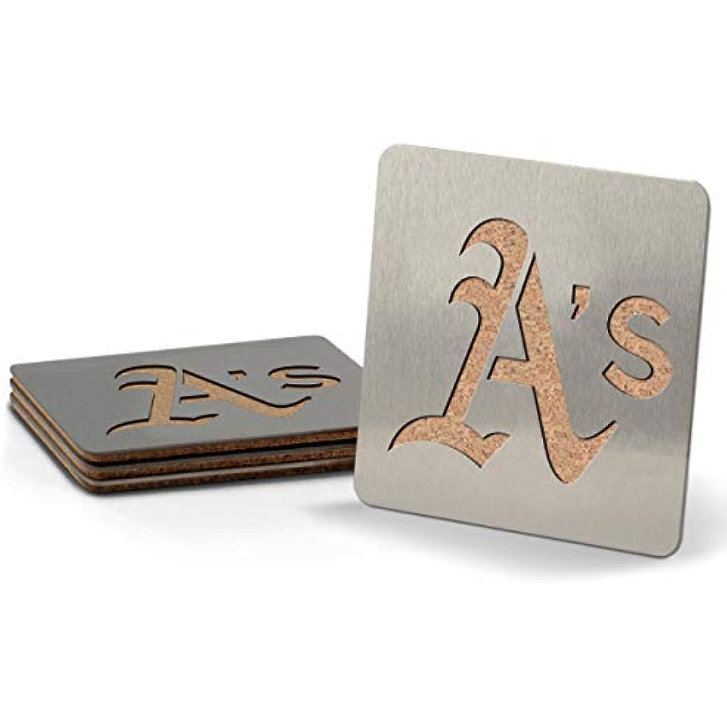 MLB Oakland Athletics Boasters, Heavy Duty Stainless Steel Coasters, Set of 4