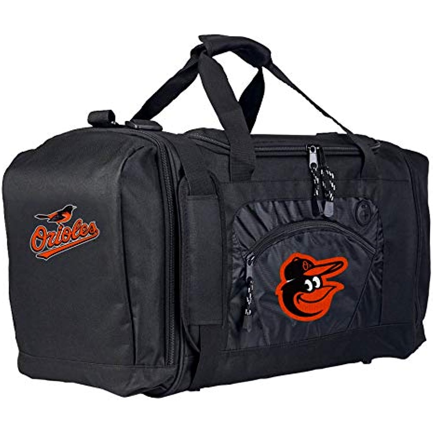 Rico Industries, Inc. Baltimore Orioles Duffel Bag Premium Embroidered Black Heavy Duty Roadblock Style Baseball