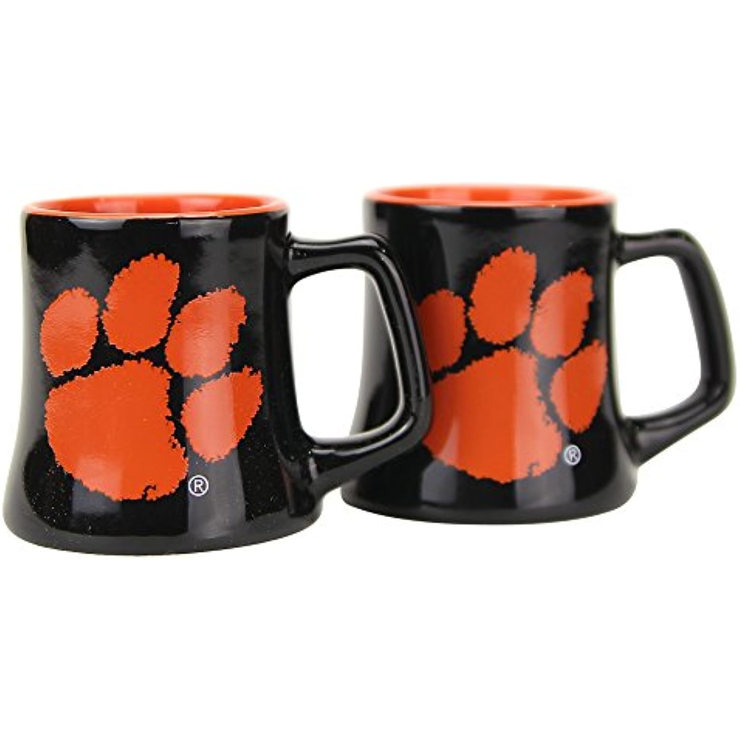 NCAA Full Color Sclupted Mug 2oz Shot Glass 2-Pack (Clemson Tigers)
