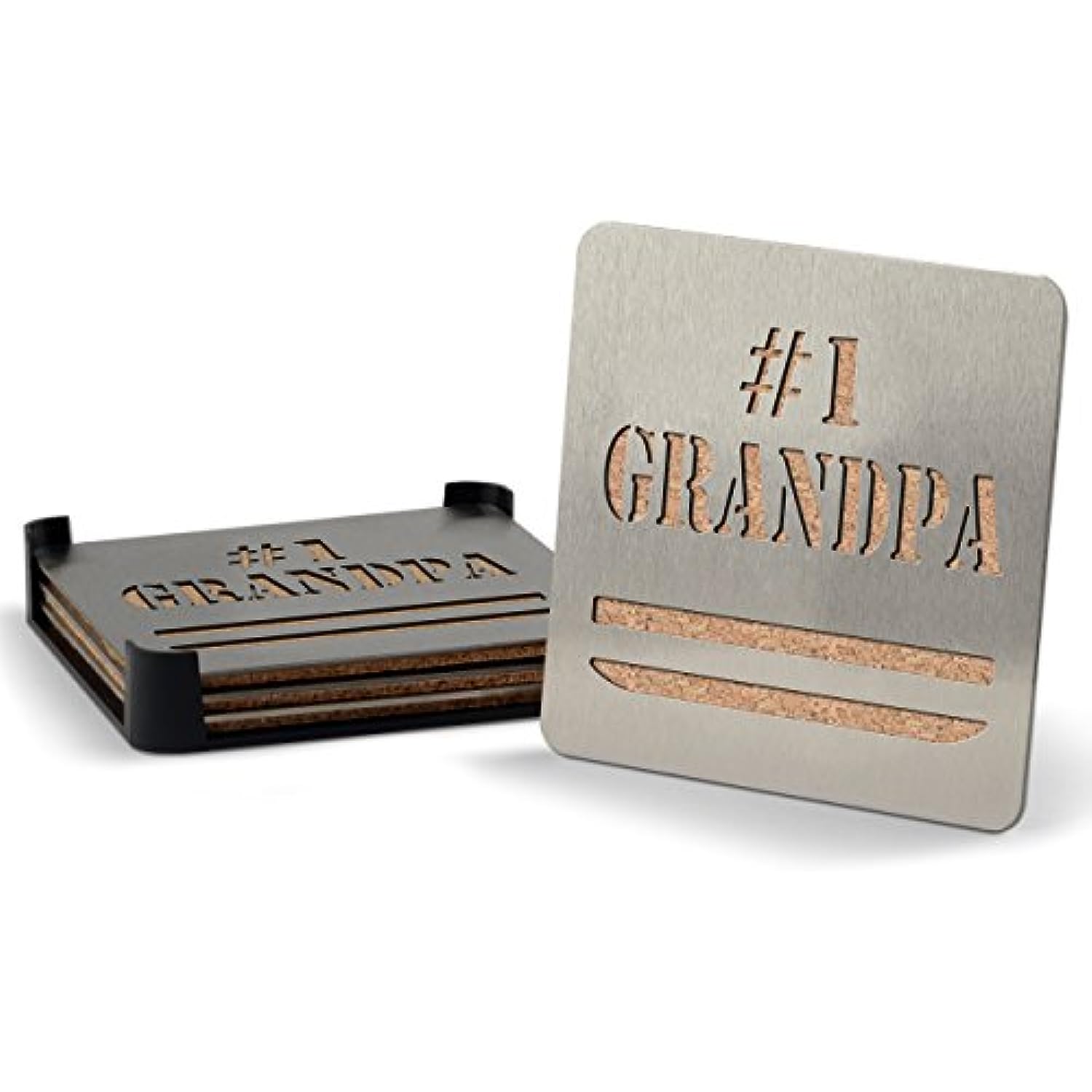 Universal #1 Grandpa Boaster Stainless Steel Coaster Set of 4