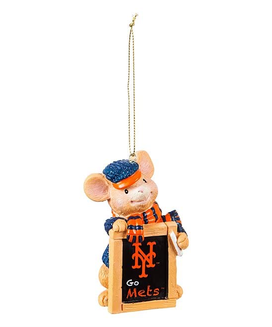 MLB Holiday Mouse with Chalkboard, Baseball Team Logo and Colors Hanging Ornament (New York Mets)