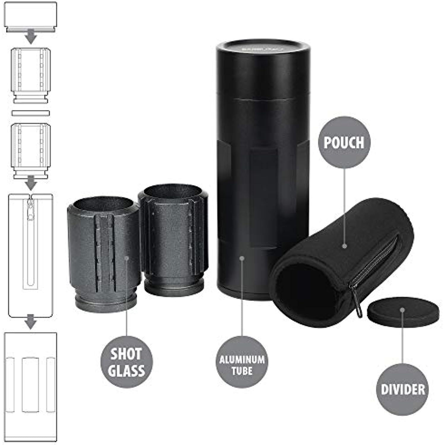 Barbuzzo Tactical Shot Glass - Set of 2 Metal Shotglasses