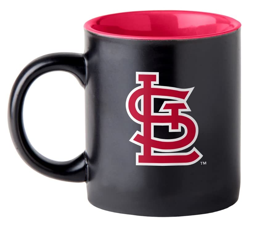 Boelter Brands Two Toned Matte Black Coffee Mug, MLB Team Logo with Inner Team Color (St Louis Cardinals)