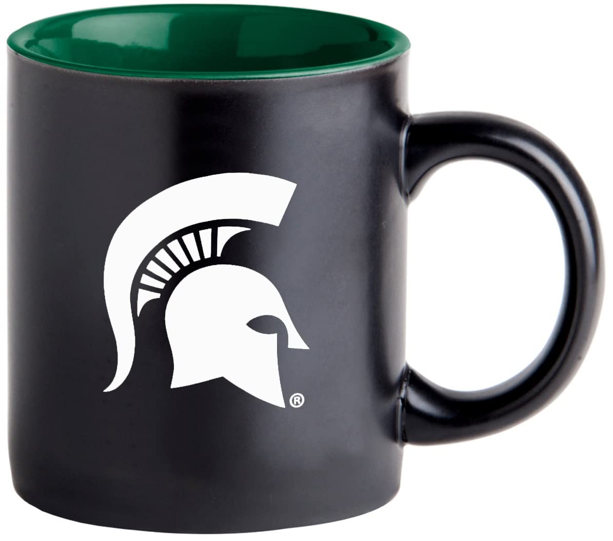 Boelter Brands Two Toned Matte Black Coffee Mug, NCAA Team Logo with Inner Team Color (Michigan State Spartans)