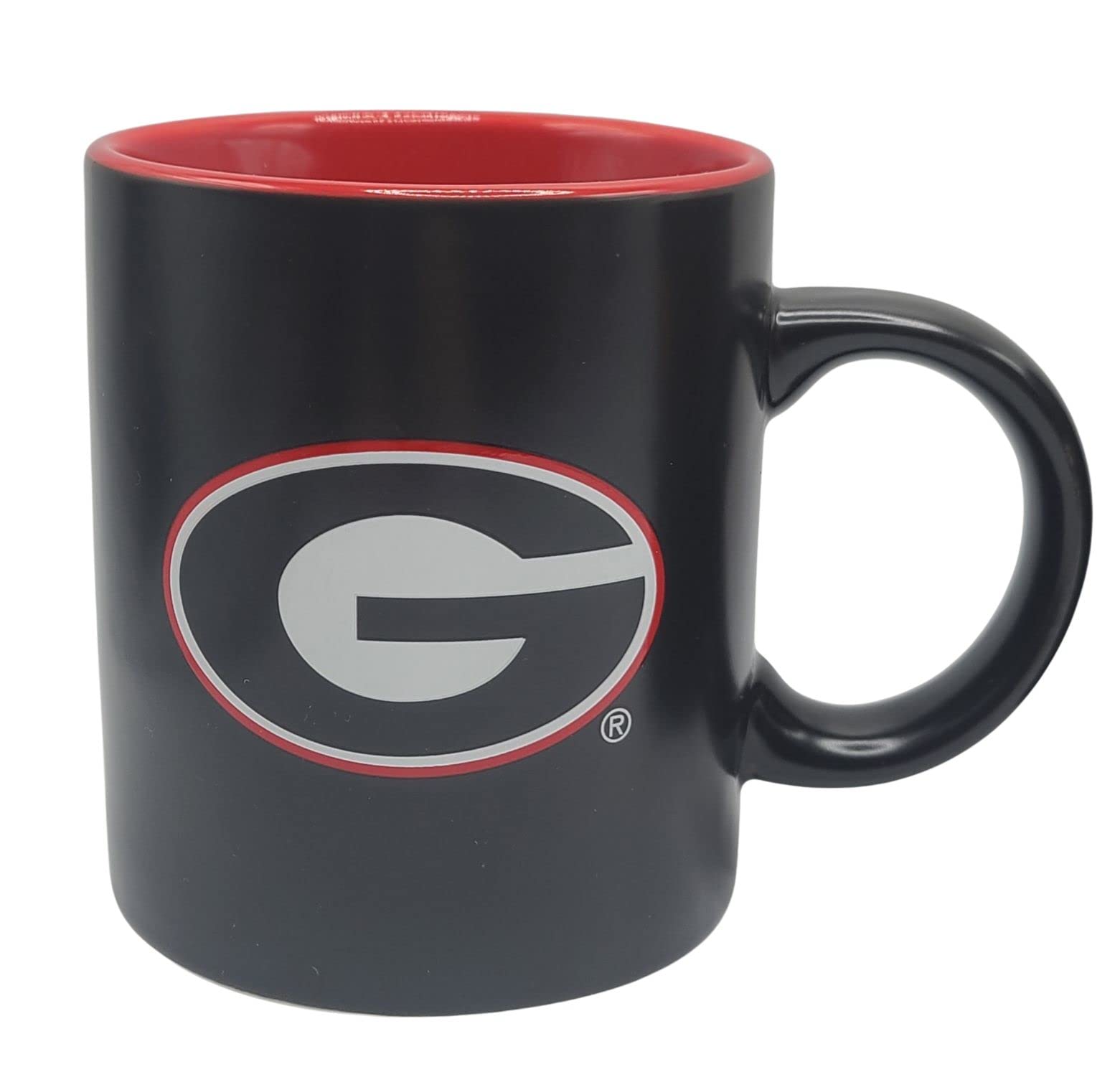 Boelter Brands Two Toned Matte Black Coffee Mug, NCAA Team Logo with Inner Team Color (Georgia Bulldogs)