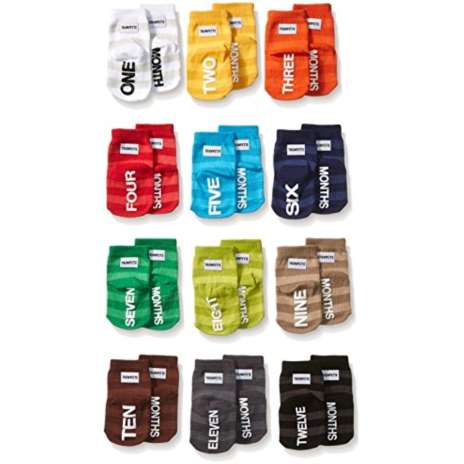 Trumpette Unisex-Baby Perfect Little Dozen Milestone Baby Socks, Multi, 0-12 Months