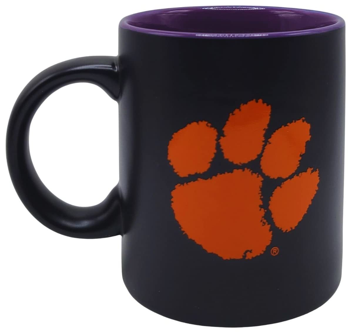 Boelter Brands Two Toned Matte Black Coffee Mug, NCAA Team Logo with Inner Team Color (Clemson Tigers)