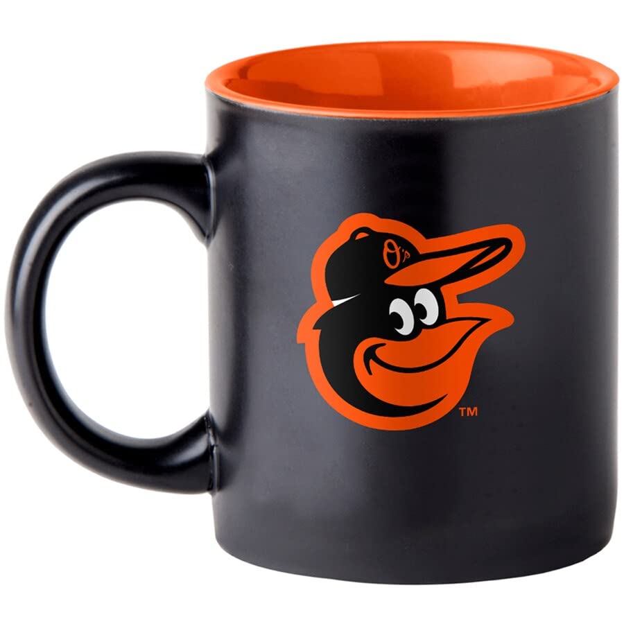 Boelter Brands Two Toned Matte Black Coffee Mug, MLB Team Logo with Inner Team Color (Los Angeles Angels)