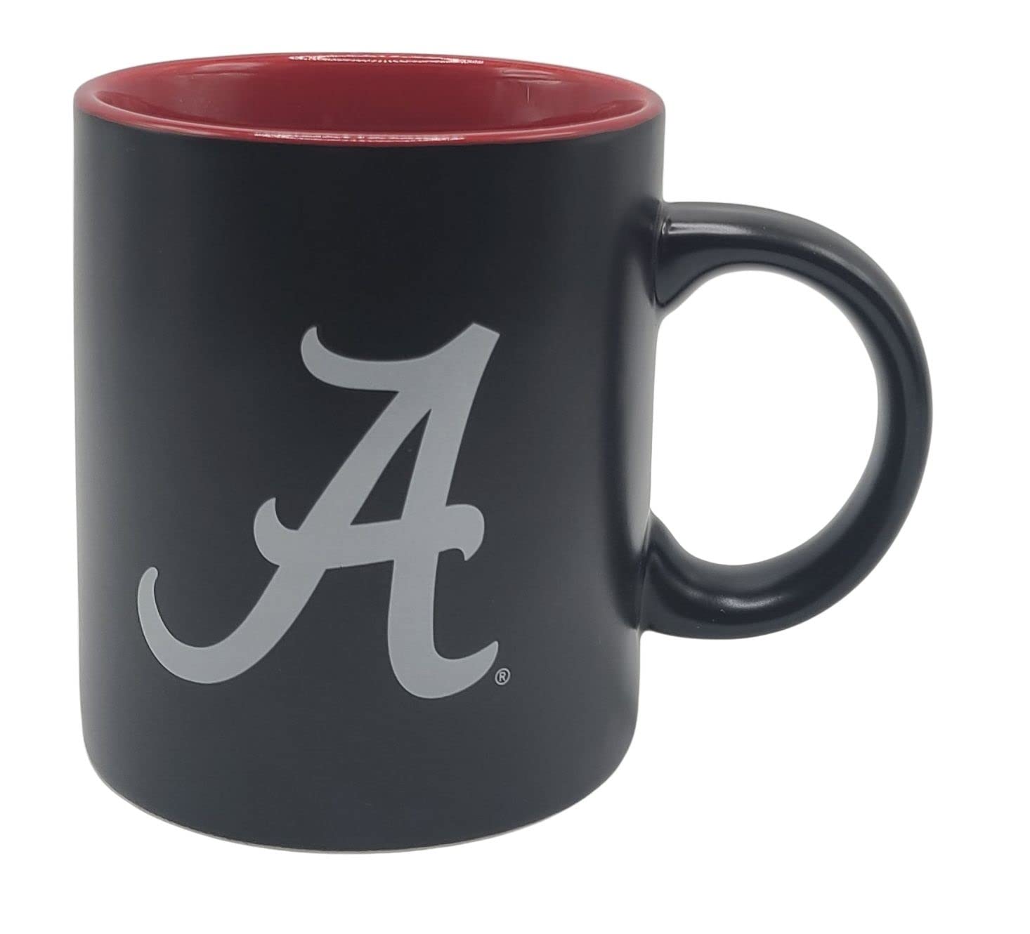 Boelter Brands Two Toned Matte Black Coffee Mug, NCAA Team Logo with Inner Team Color (Alabama Crimson Tide)