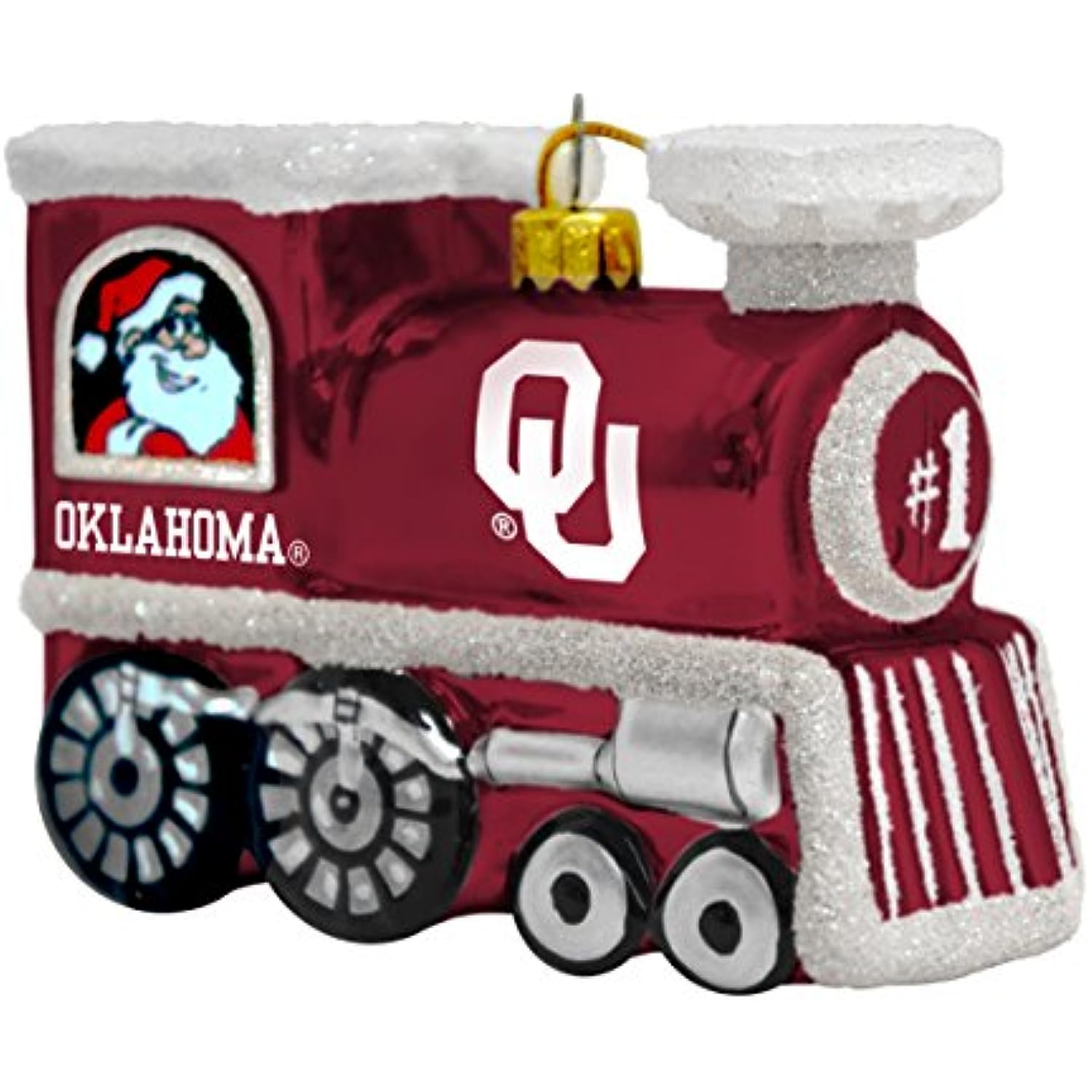 NCAA Oklahoma Sooners Blown Glass Train Ornament