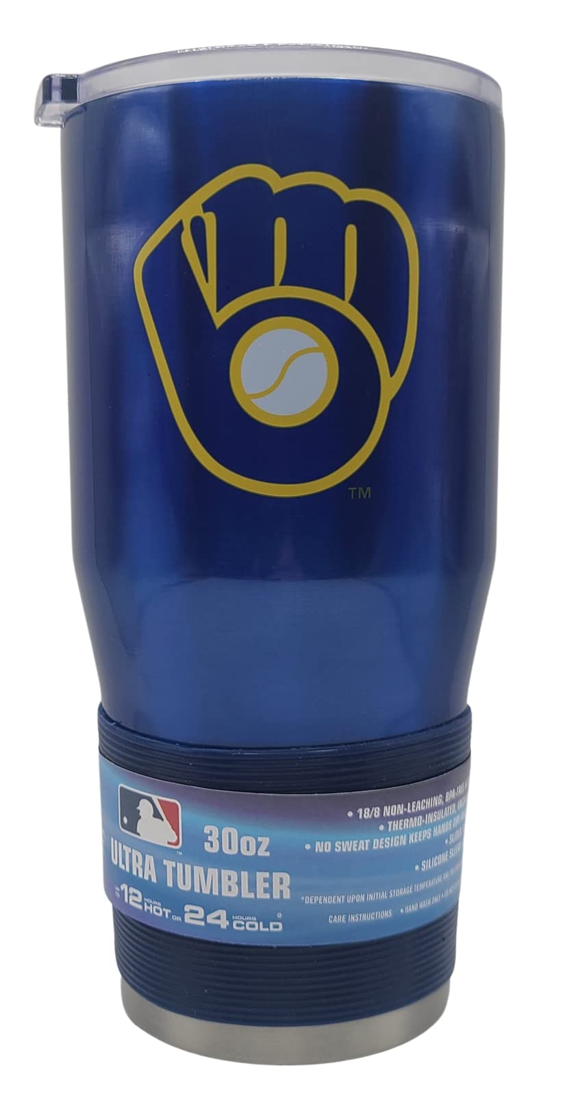 Licensed MLB "Alternate" Style Stainless Steel Double Wall Vacuum Insulated Game Day Ultra 30oz Travel Tumbler (Milwaukee Brewers)