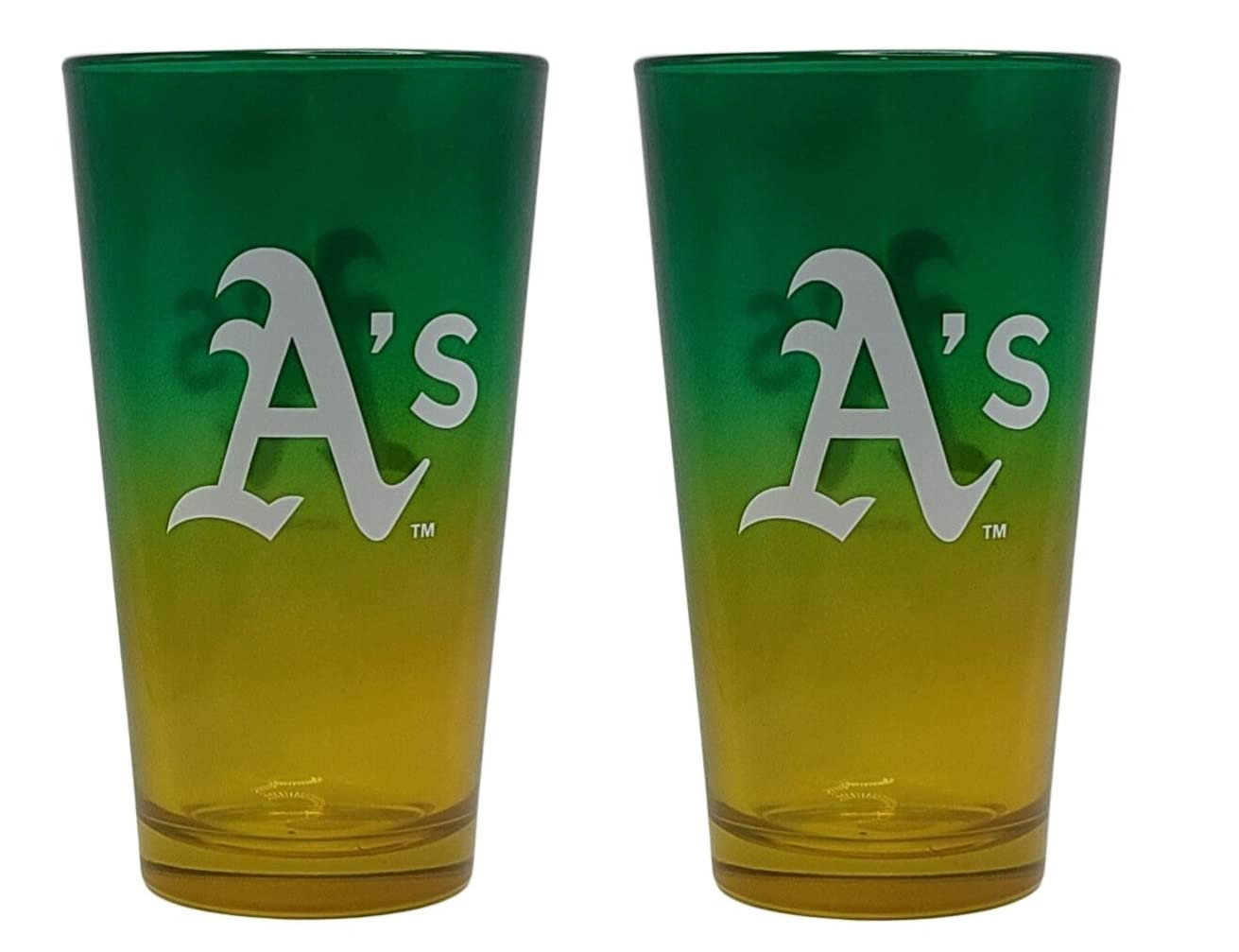 Boelter Brands MLB Oakland Athletics Ombre Pint, 16-Ounce, 2-Pack