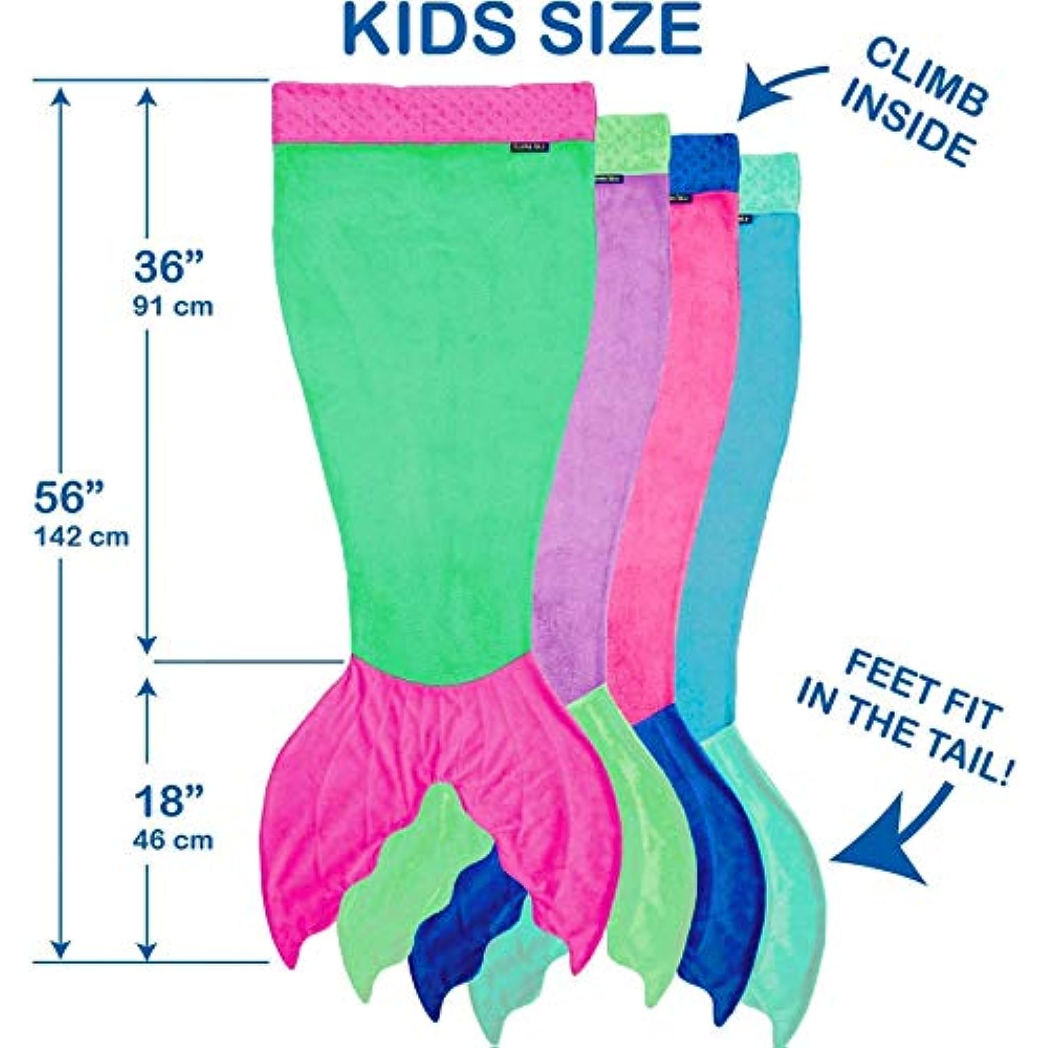 Blankie Tails The Original Mermaid Tail Blanket (Youth Size), Green/Pink
