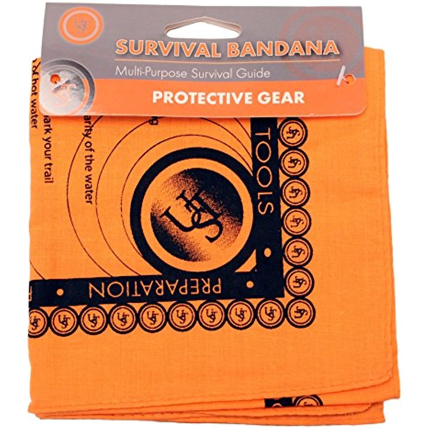 UST Survival Bandana with Heavy Duty Construction, Easy to Read Tips and High Vis Orange for Backpacking, Camping, Hiking, Emergency and Outdoor Survival
