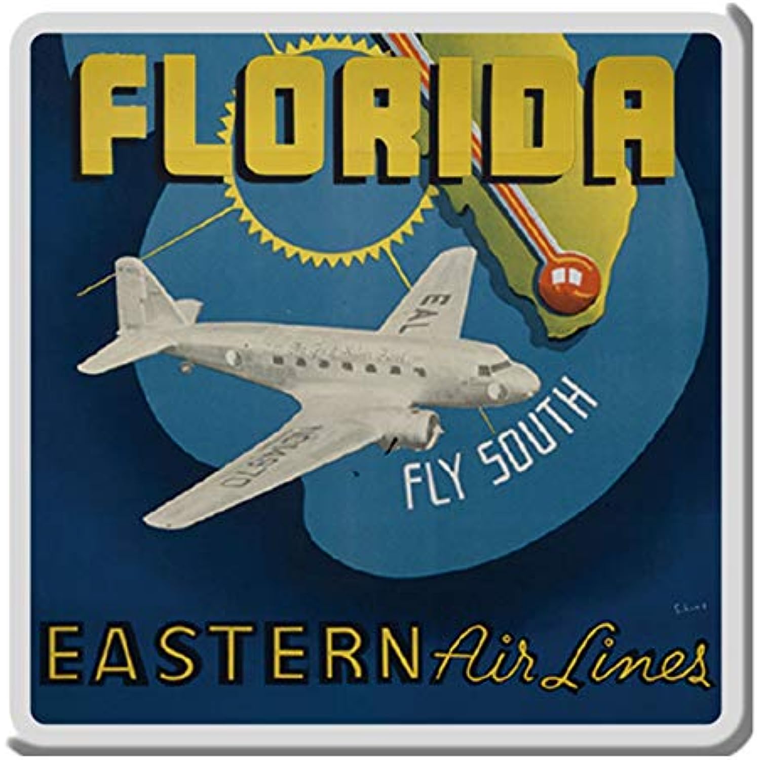 Vandor Smithsonian Vintage Travel Poster 4 Piece Ceramic Coaster Set, 3.75 x 3.75 x 0.25 Inches, Multicolored