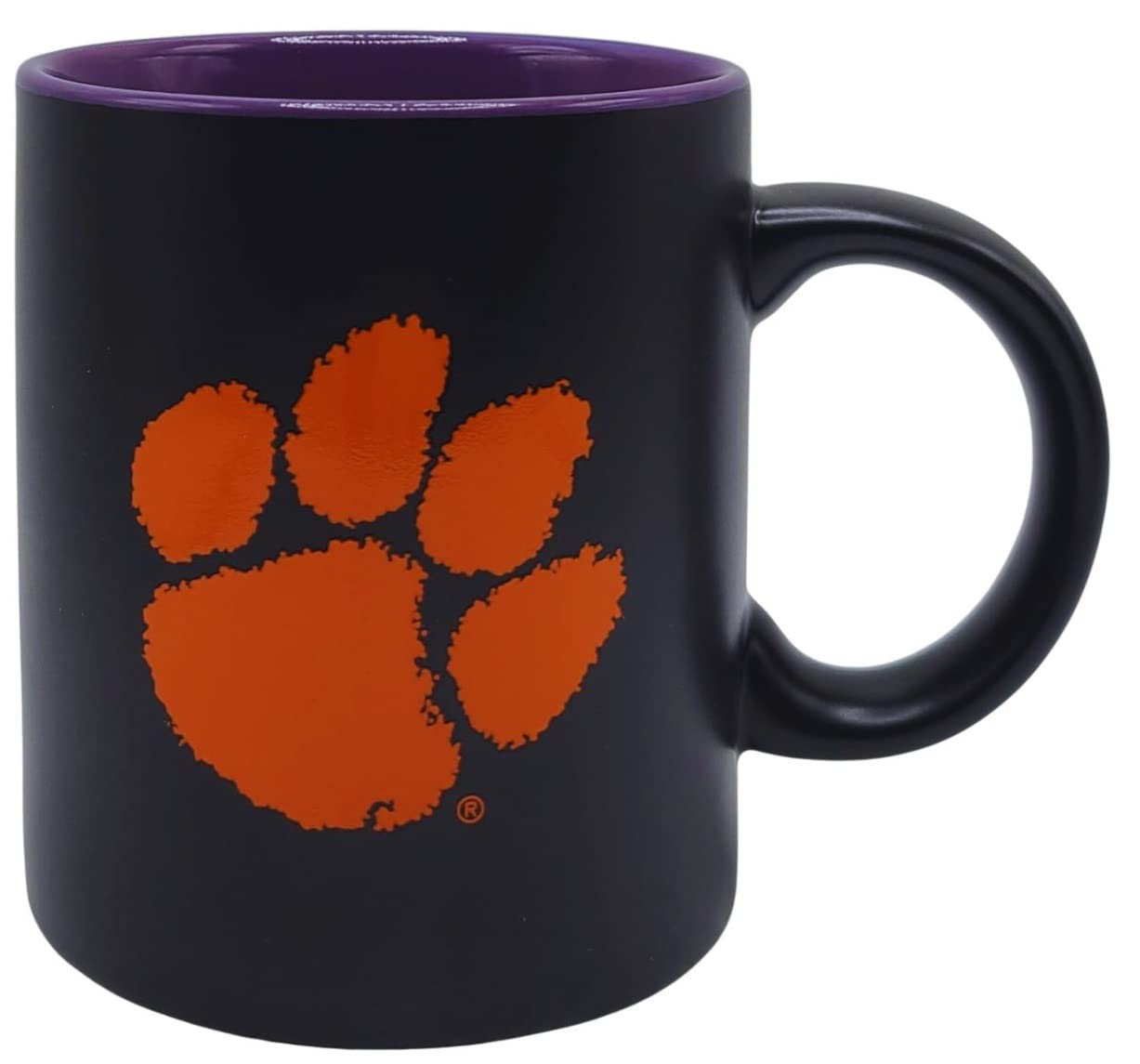 Boelter Brands Two Toned Matte Black Coffee Mug, NCAA Team Logo with Inner Team Color (Clemson Tigers)