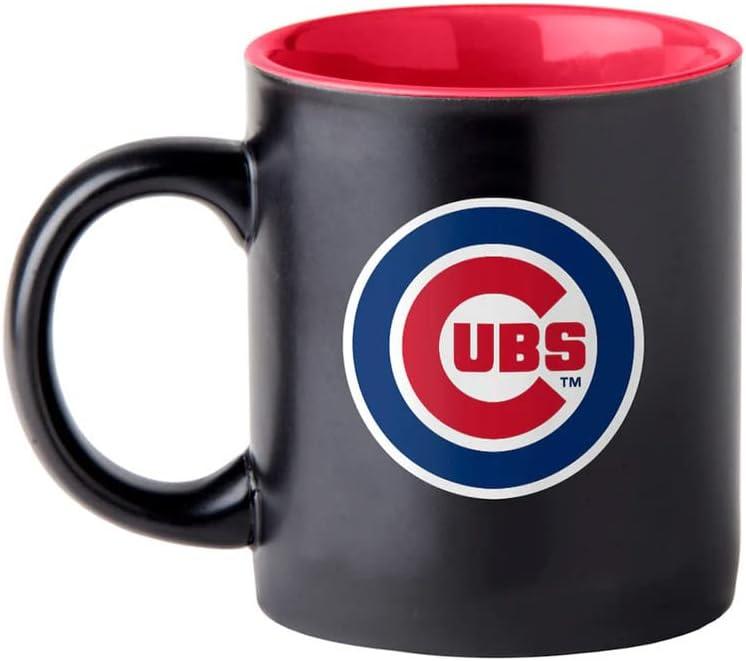 Boelter Brands Two Toned Matte Black Coffee Mug, MLB Team Logo with Inner Team Color (Chicago Cubs)