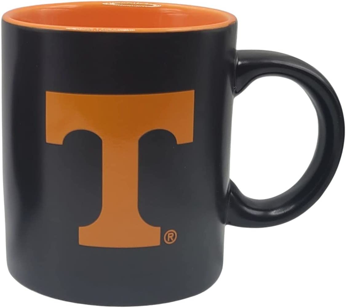 Boelter Brands Two Toned Matte Black Coffee Mug, NCAA Team Logo with Inner Team Color (Tennessee Volunteers)