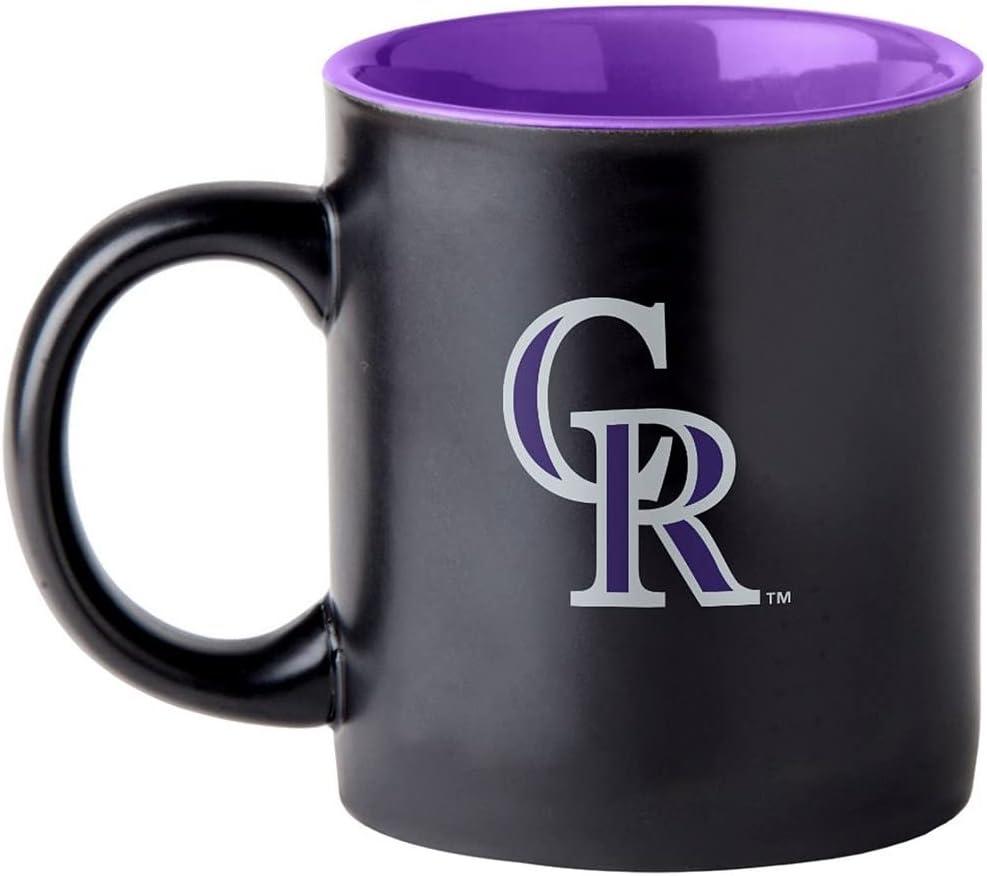 Boelter Brands Two Toned Matte Black Coffee Mug, MLB Team Logo with Inner Team Color (Colorado Rockies)