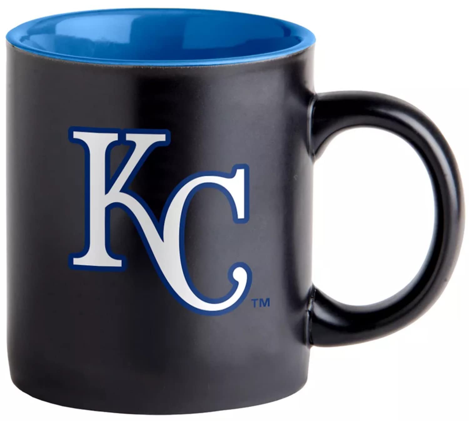 Boelter Brands Two Toned Matte Black Coffee Mug, MLB Team Logo with Inner Team Color (Kansas City Royals)