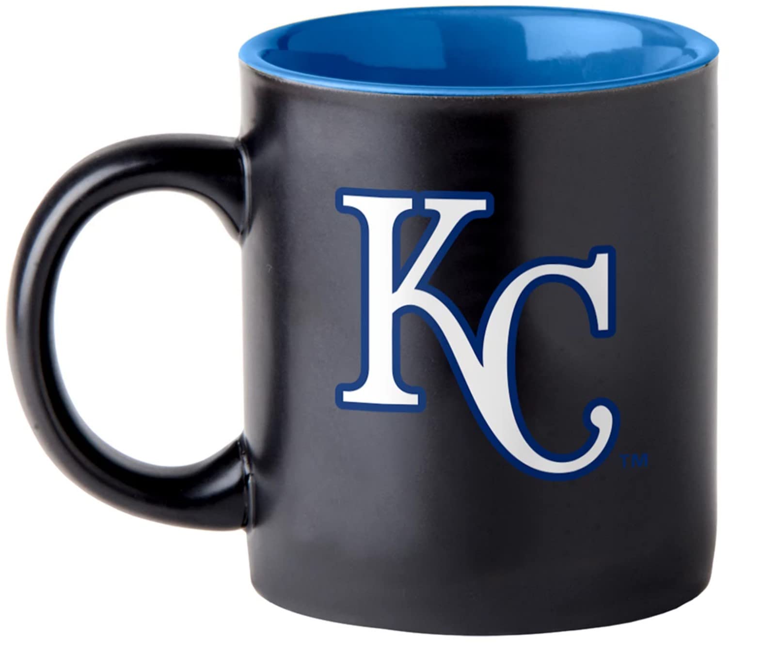 Boelter Brands Two Toned Matte Black Coffee Mug, MLB Team Logo with Inner Team Color (Kansas City Royals)