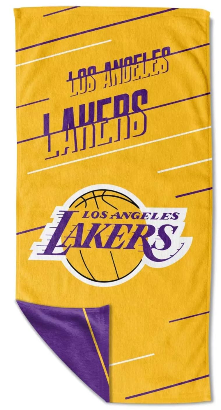Licensed NBA Splitter Double-Sided Quick Dry Microfiber Beach Towel 64" x 32" with Mesh Travel Bag (Los Angeles Lakers)