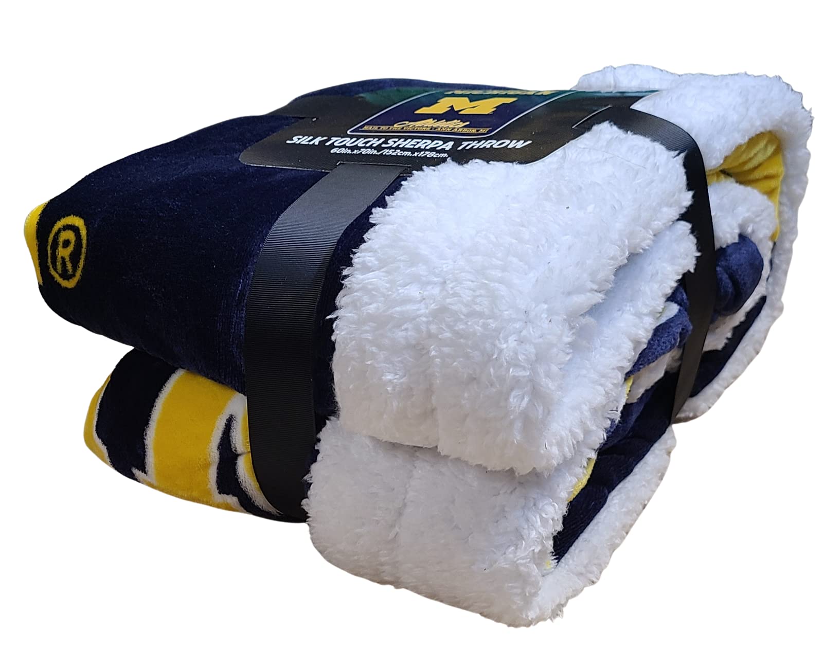 Northwest NCAA Oversized Extra Large and Thick Silk Touch Plush Sherpa Heritage Throw Blanket (Michigan Wolverines)