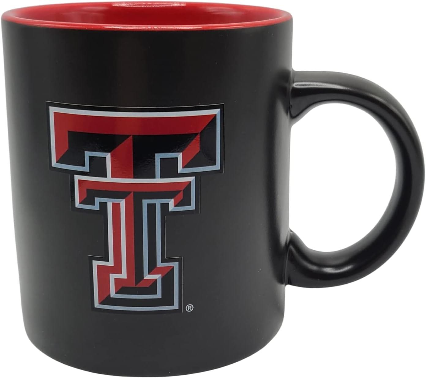 Boelter Brands Two Toned Matte Black Coffee Mug, NCAA Team Logo with Inner Team Color (Texas Tech Red Raiders)