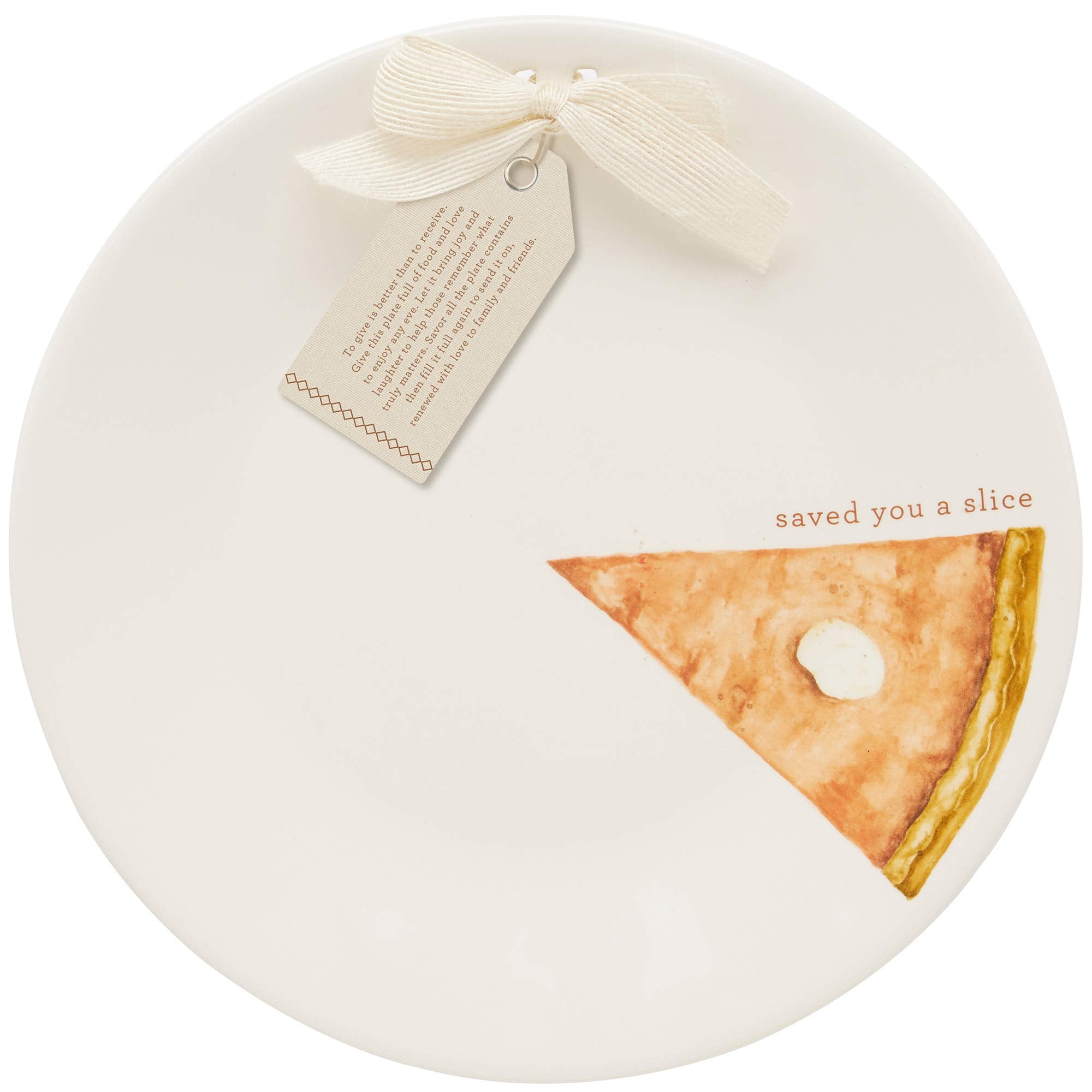 C.R. Gibson Thanksgiving Saved You a Slice Plate Ceramic Holiday Dish, 12'', 12"
