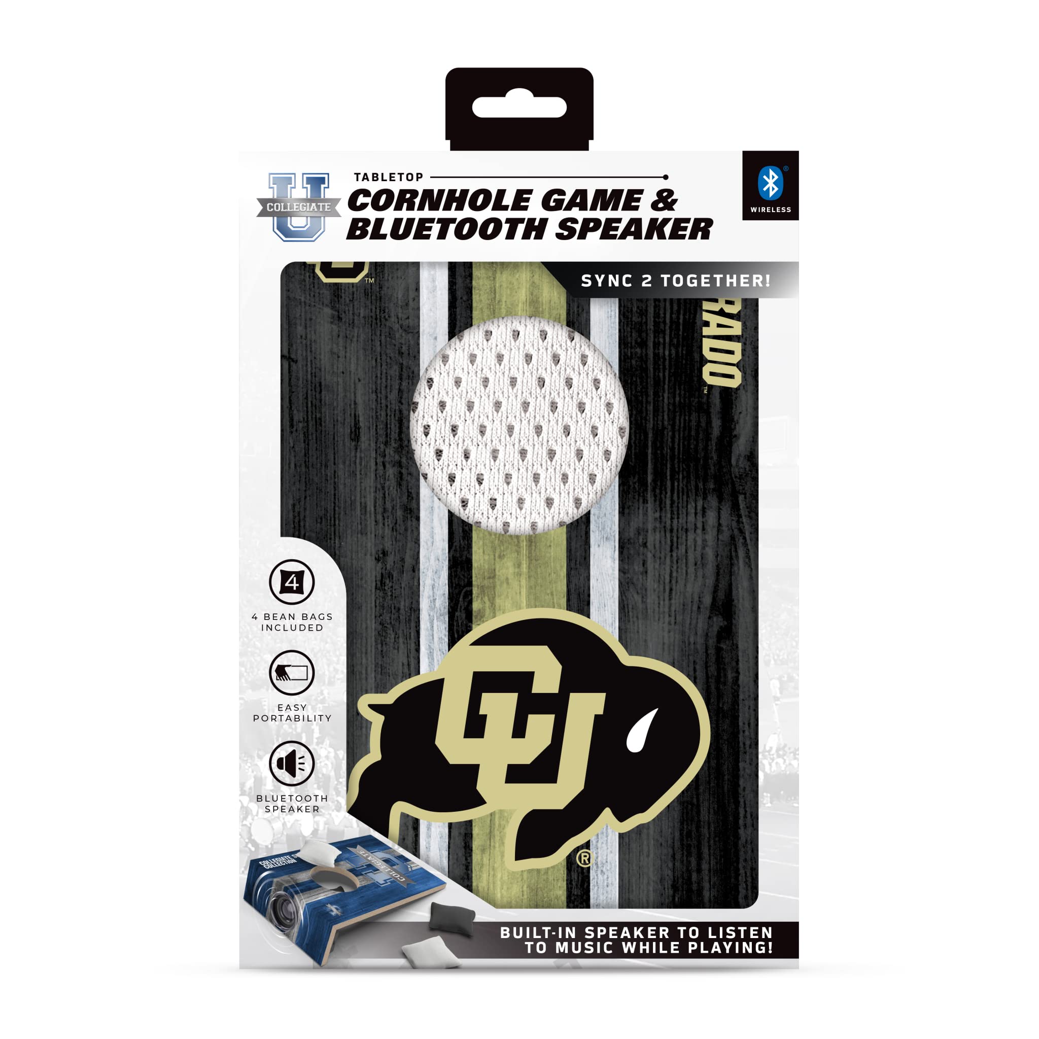 SOAR NCAA Tabletop Cornhole Game and Bluetooth Speaker, Colorado Buffaloes