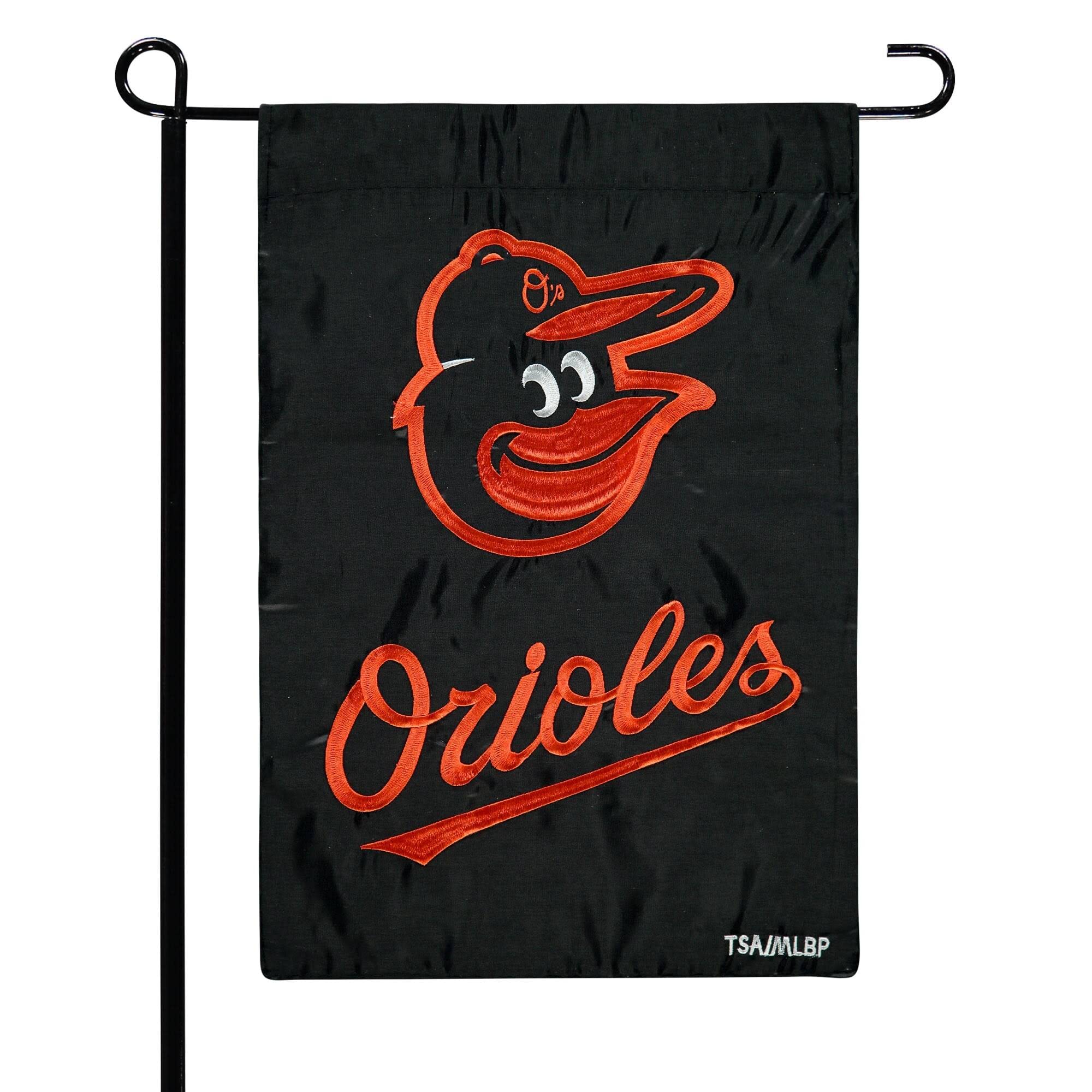 Licensed MLB Team Decorative Indoor/Outdoor Garden Flag Embroidery Applique, Two-Sided (Baltimore Orioles)