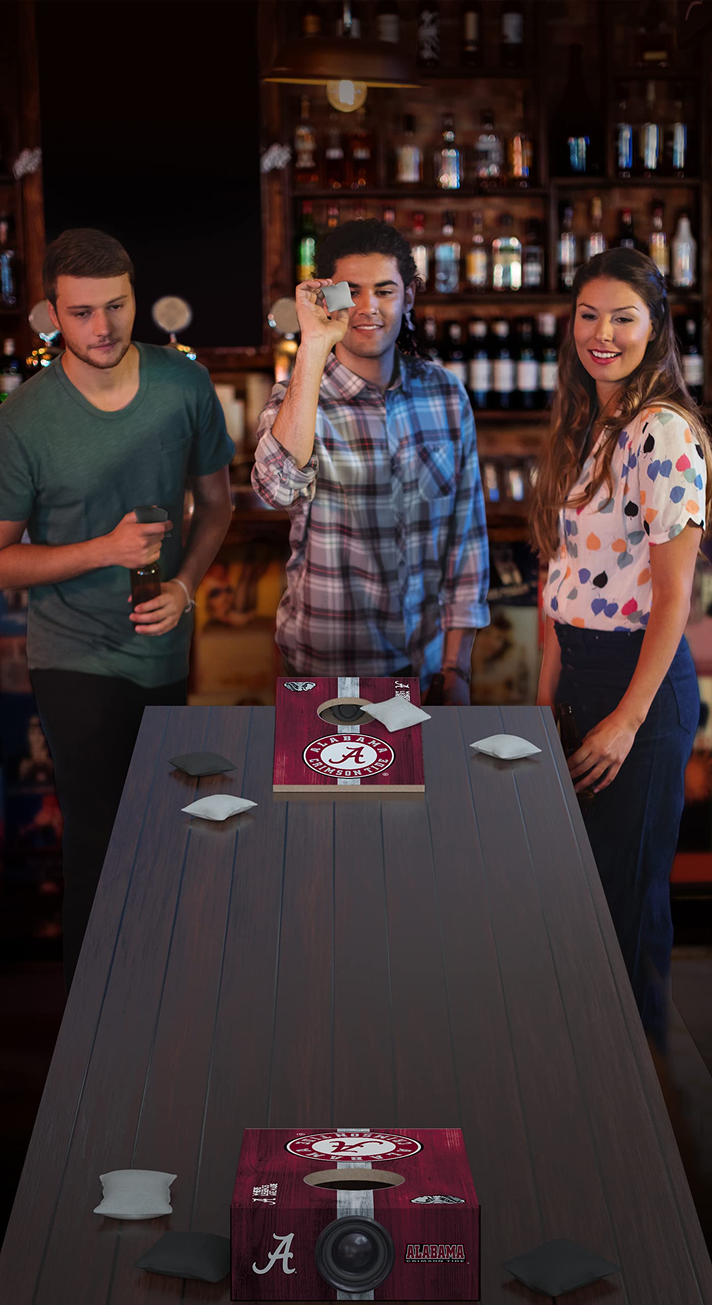 SOAR NCAA Tabletop Cornhole Game and Bluetooth Speaker, Alabama Crimson Tide