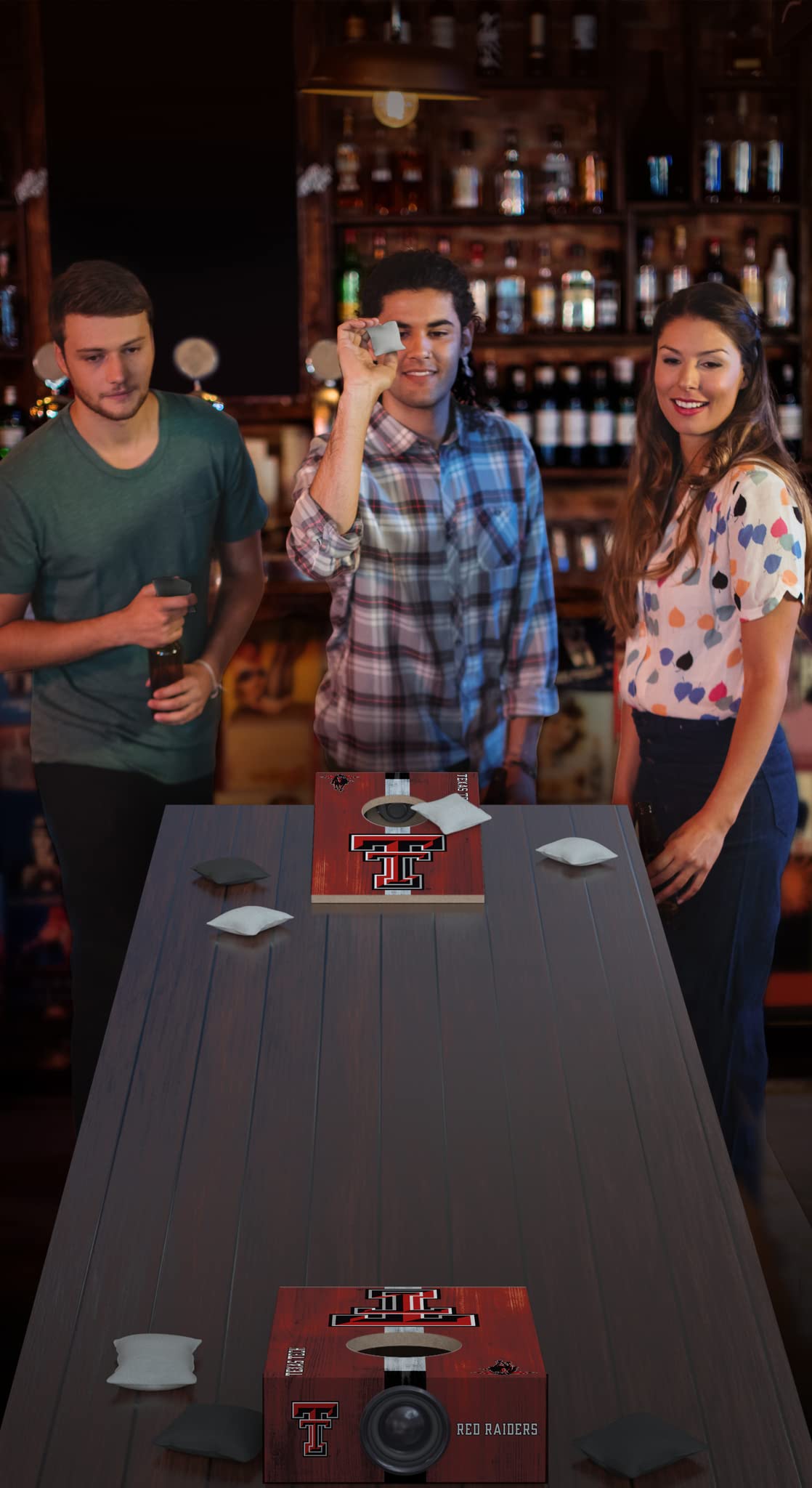 SOAR NCAA Tabletop Cornhole Game and Bluetooth Speaker, Texas Tech Red Raiders