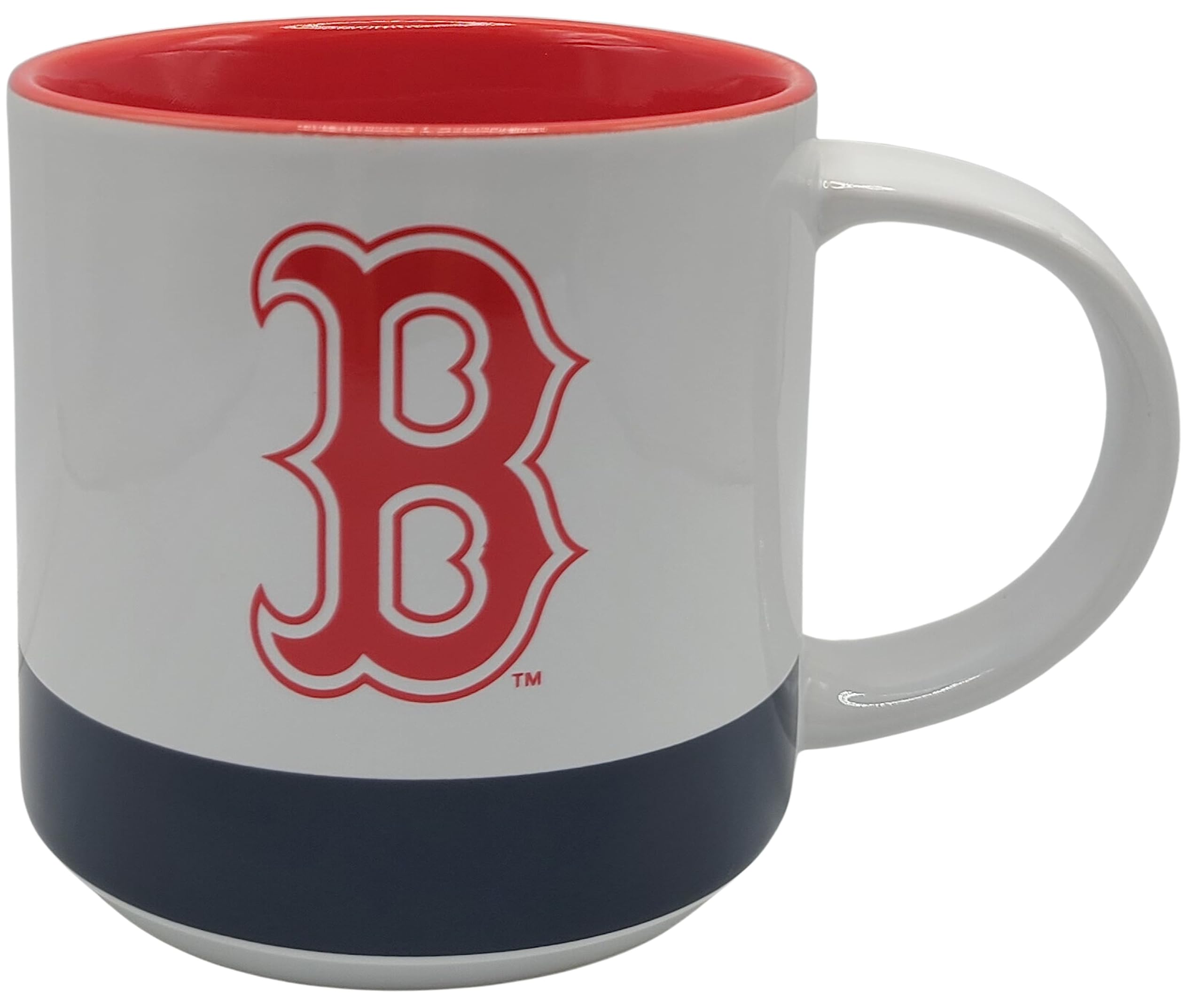 Boelter Brands Extra Large 16 oz Two Tone Coffee Mug, MLB Team Logo with Inner Team Color (Boston Red Sox)