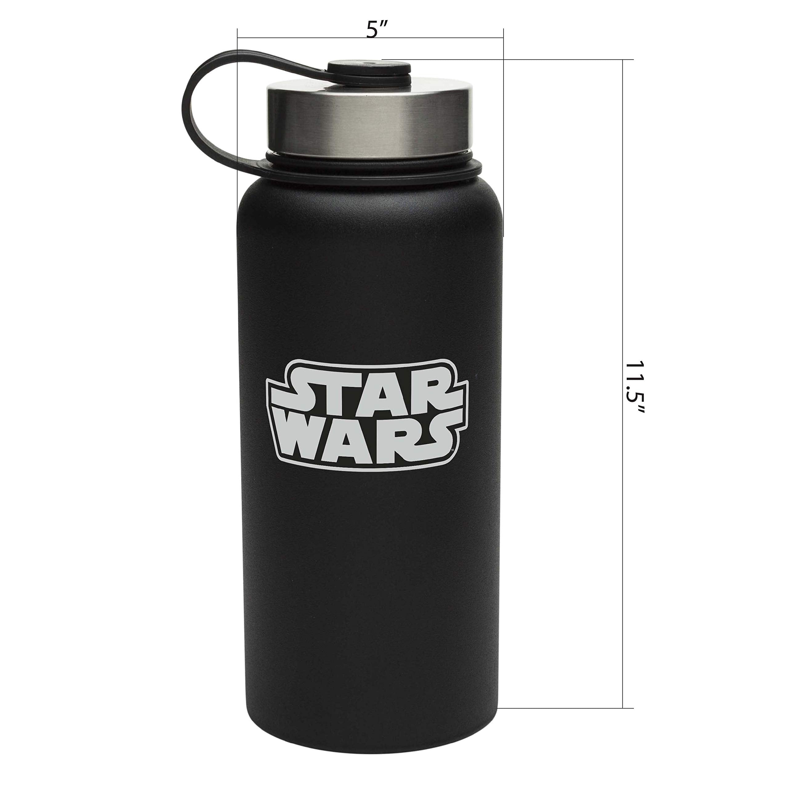 Zak Designs Star Wars Spill-proof Lid, Wide Mouth Opening, Matte Black Powder Coated Finish, 32 oz