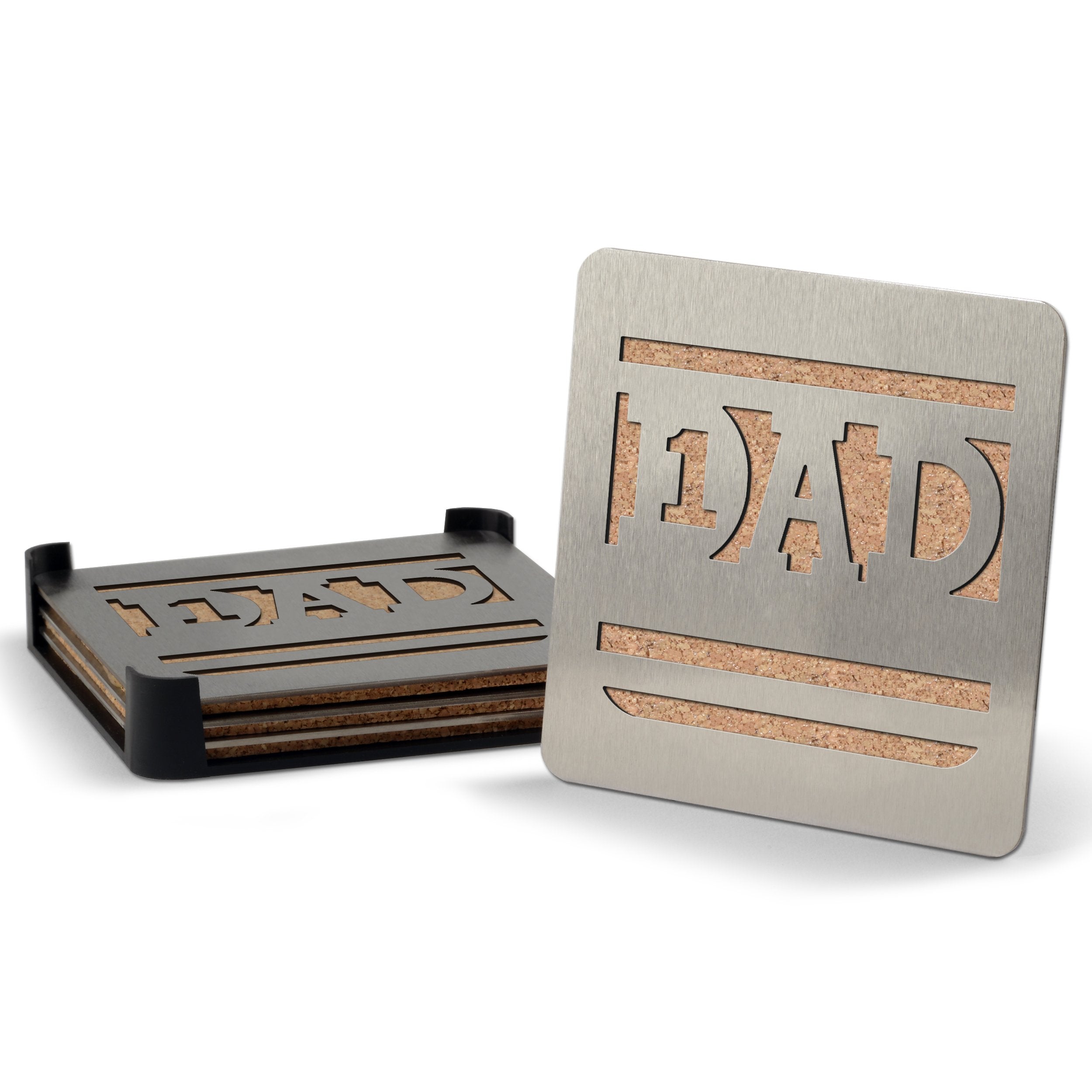 Universal #1 Dad Boaster Stainless Steel Coaster Set of 4