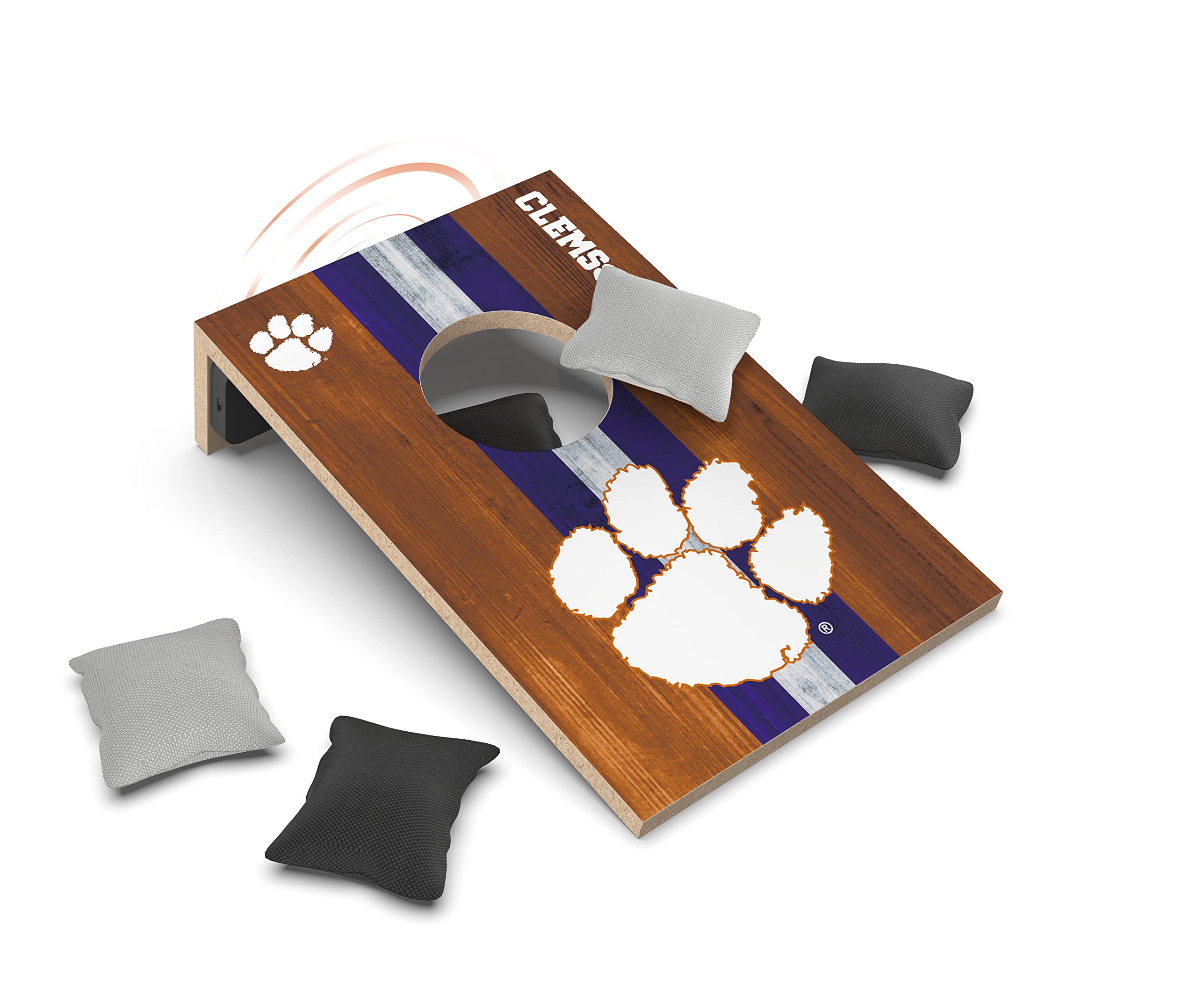 SOAR NCAA Tabletop Cornhole Game and Bluetooth Speaker, Clemson Tigers