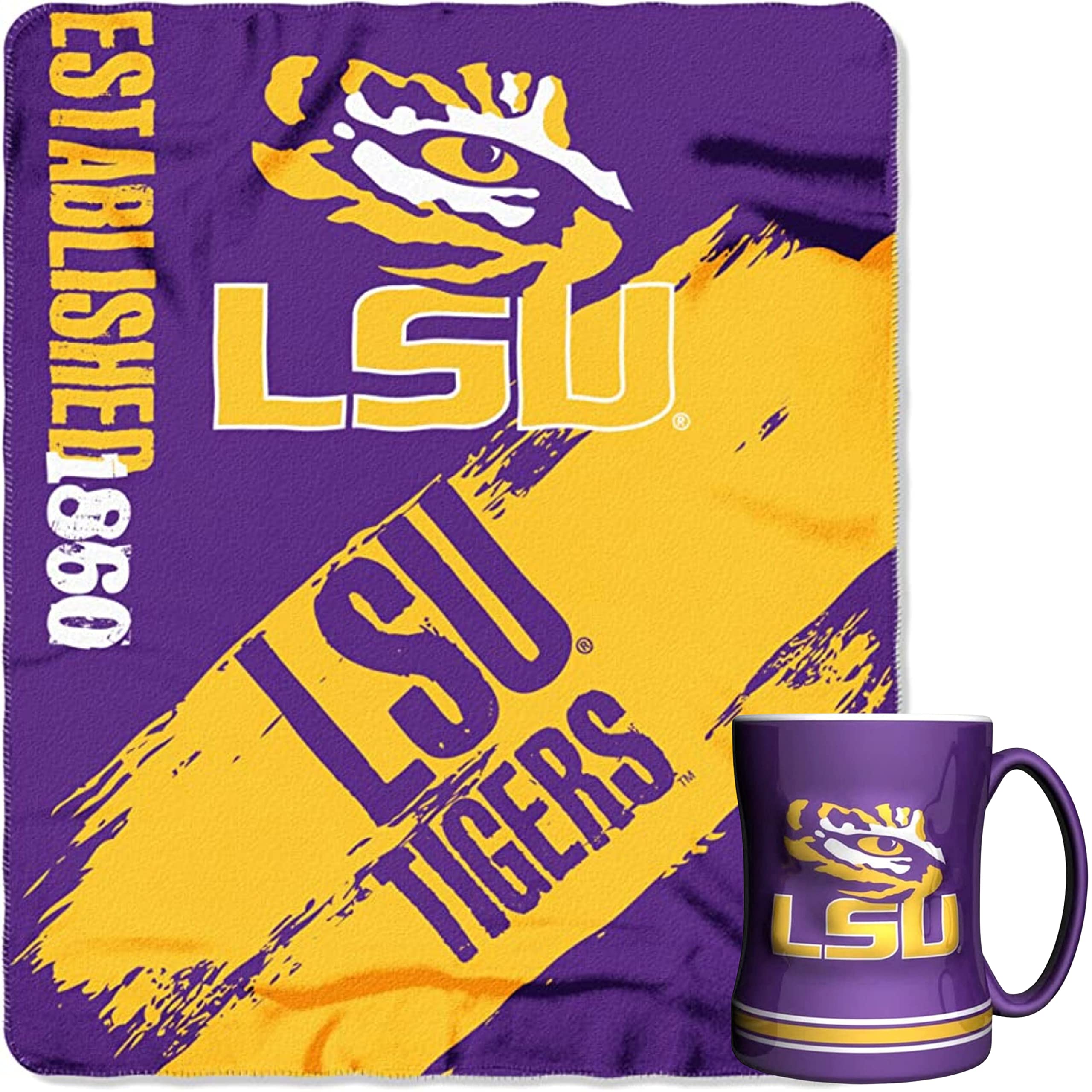 Boelter Brands NCAA Warm & Cozy College Bundle includes Coffee Mug and Fleece Throw Blanket (Louisiana State LSU Tigers)