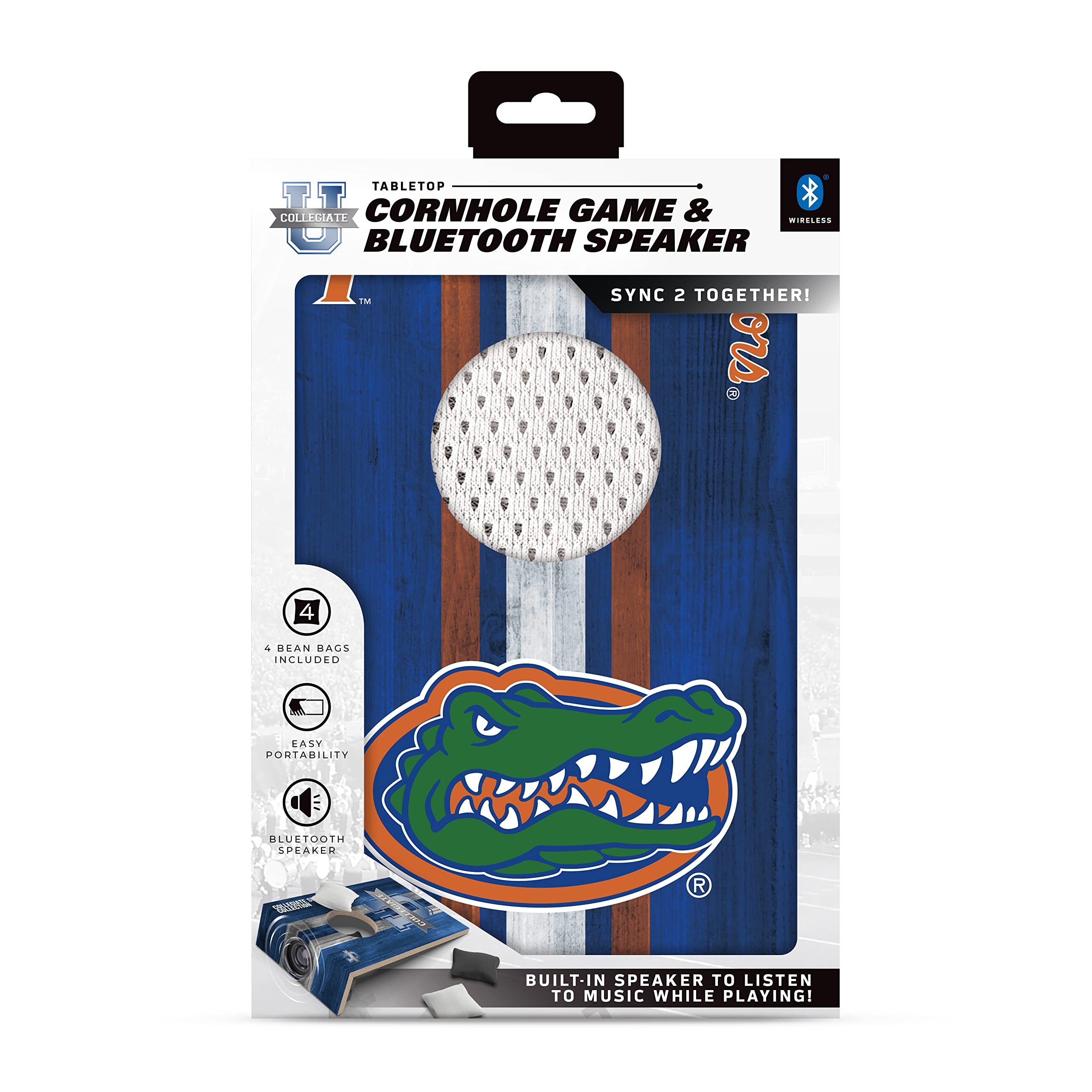 SOAR NCAA Tabletop Cornhole Game and Bluetooth Speaker, Florida Gators